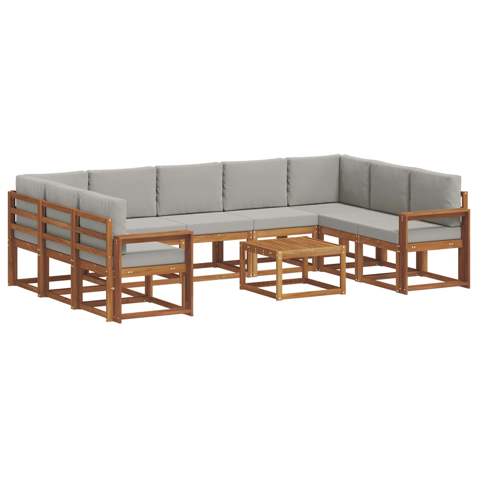 Outdoor-Sofagarnitur mit Kissen 10 pcs Natürlich und Hellgrau