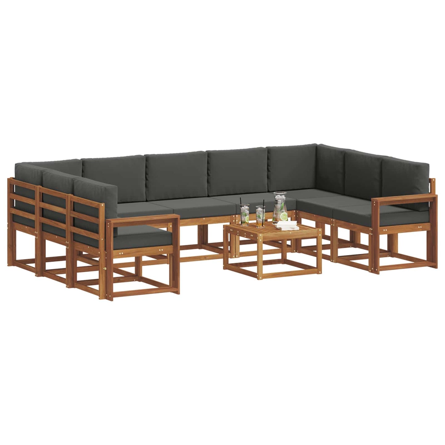 Outdoor-Sofagarnitur 10 stk. Natur und Anthrazit