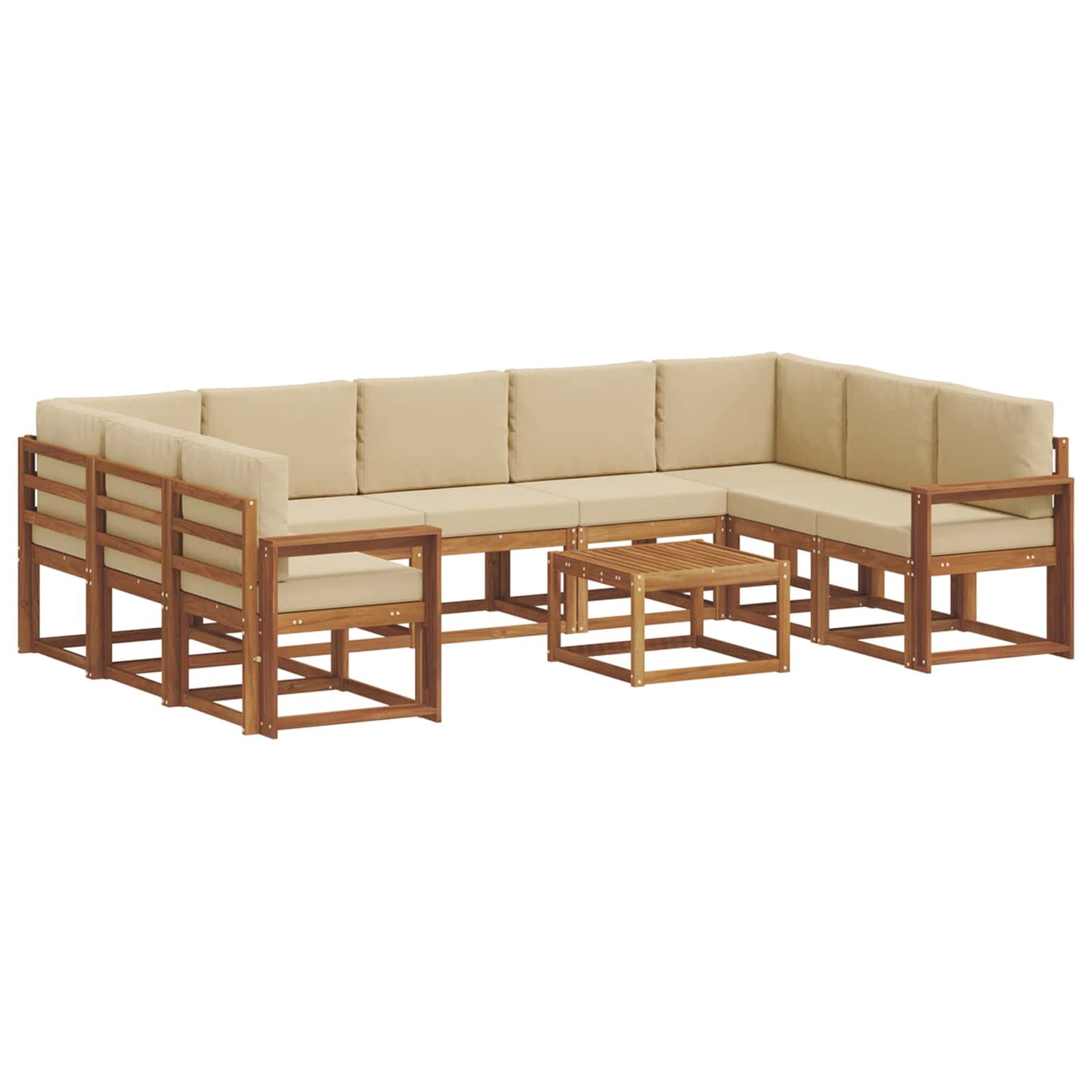 Outdoor-Sofagarnitur mit Kissen 10 pcs Natur und Beige
