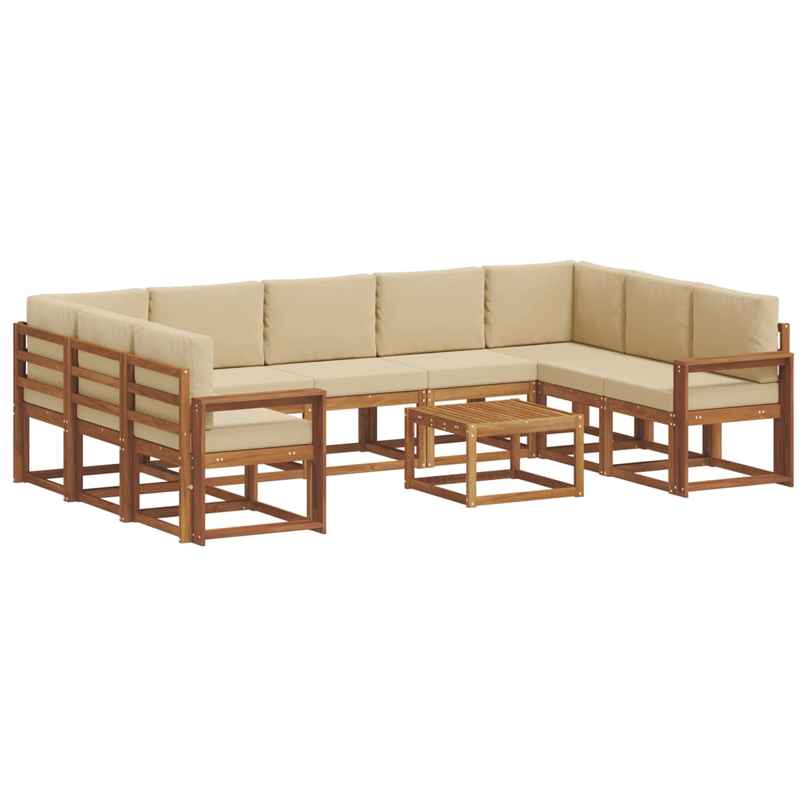 Outdoor-Sofagarnitur mit Kissen 10 pcs Natur und Beige