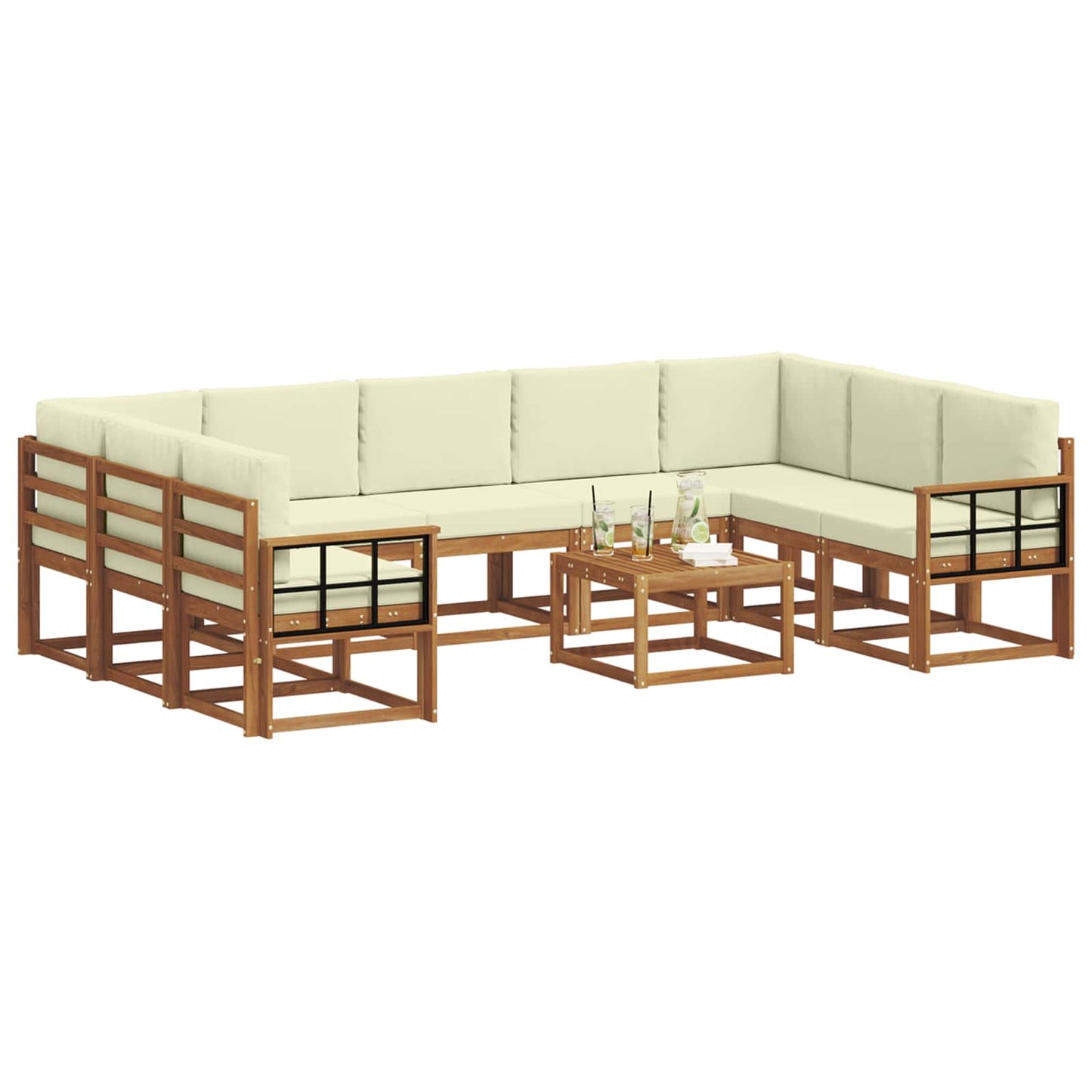 Outdoor-Sofagarnitur 10 stk. Natur und Creme