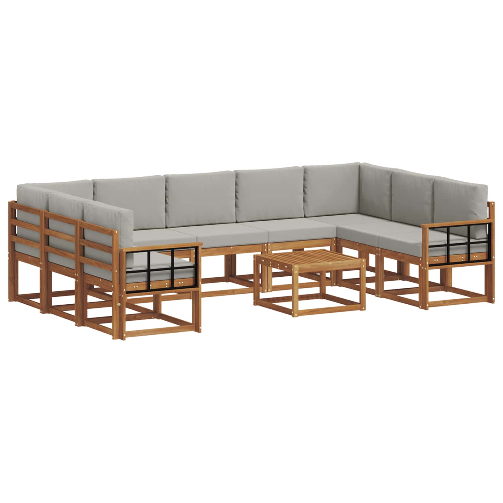 Outdoor-Sofagarnitur mit Kissen 10 pcs Natürlich und Hellgrau
