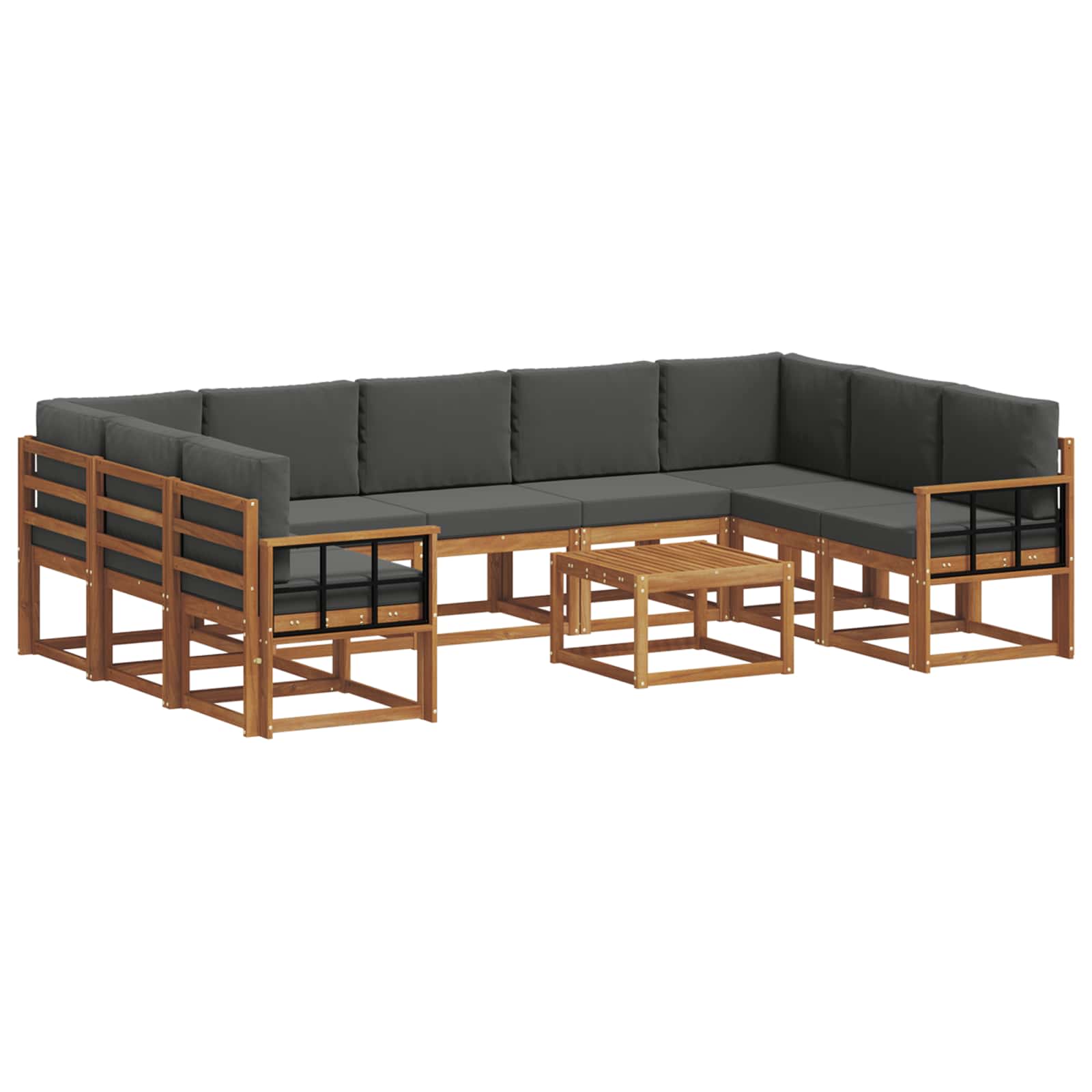 Outdoor-Sofagarnitur 10 stk. Natur und Anthrazit