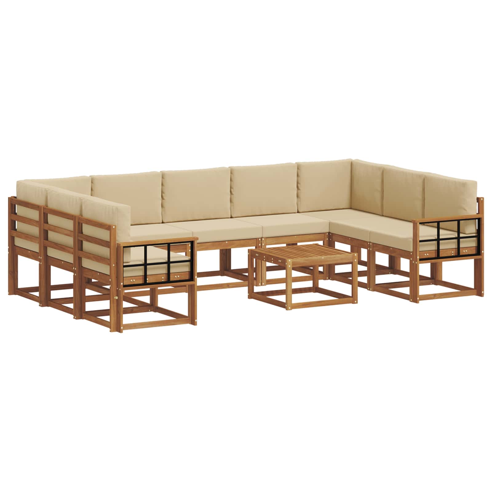 Outdoor-Sofagarnitur mit Kissen 10 pcs Natur und Beige