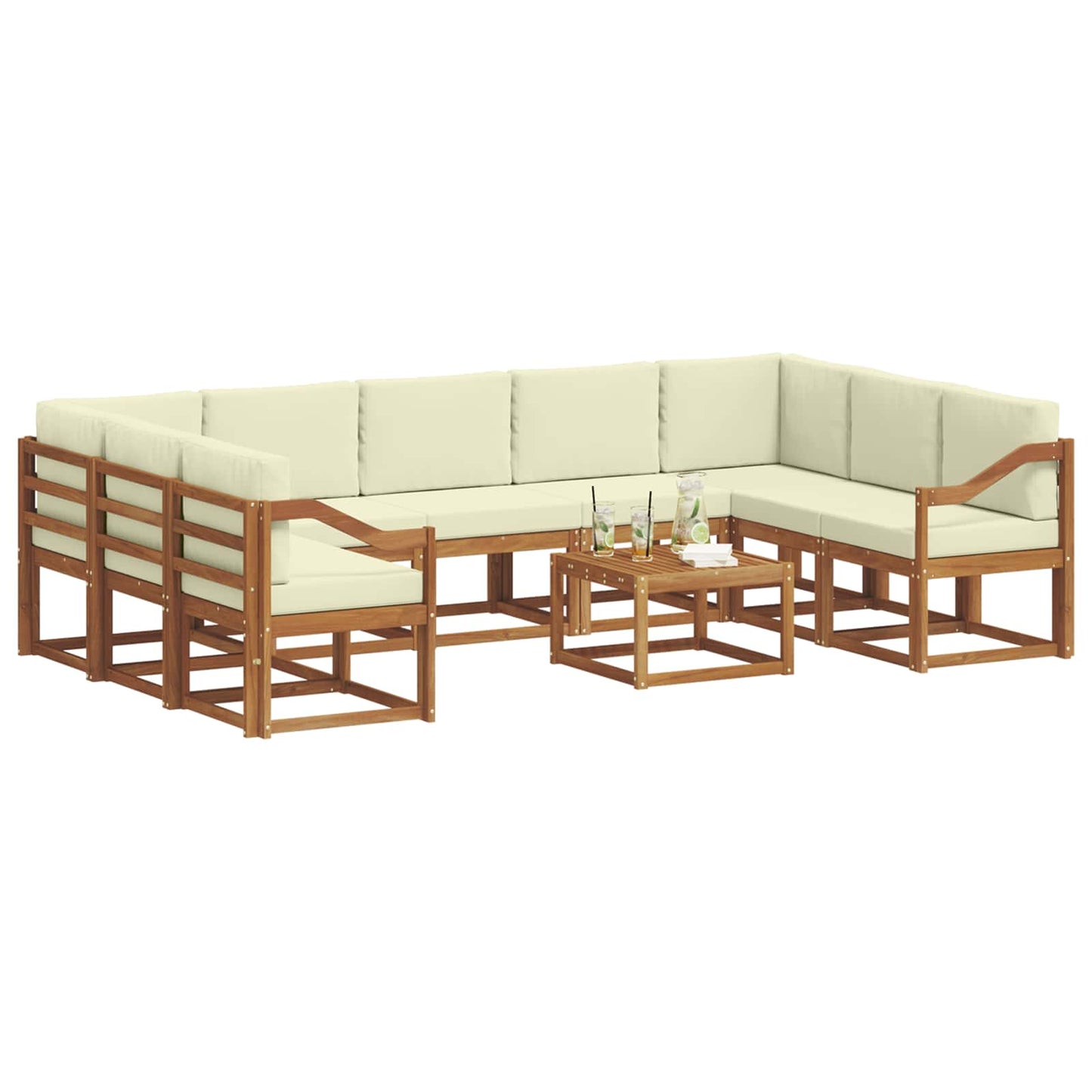 Outdoor-Sofagarnitur 10 stk. Natur und Creme