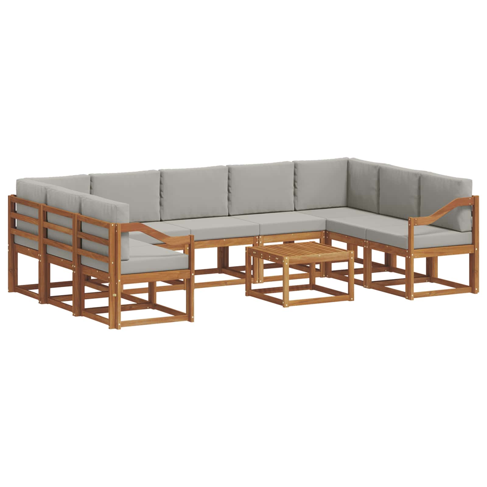 Outdoor-Sofagarnitur mit Kissen 10 pcs Natürlich und Hellgrau