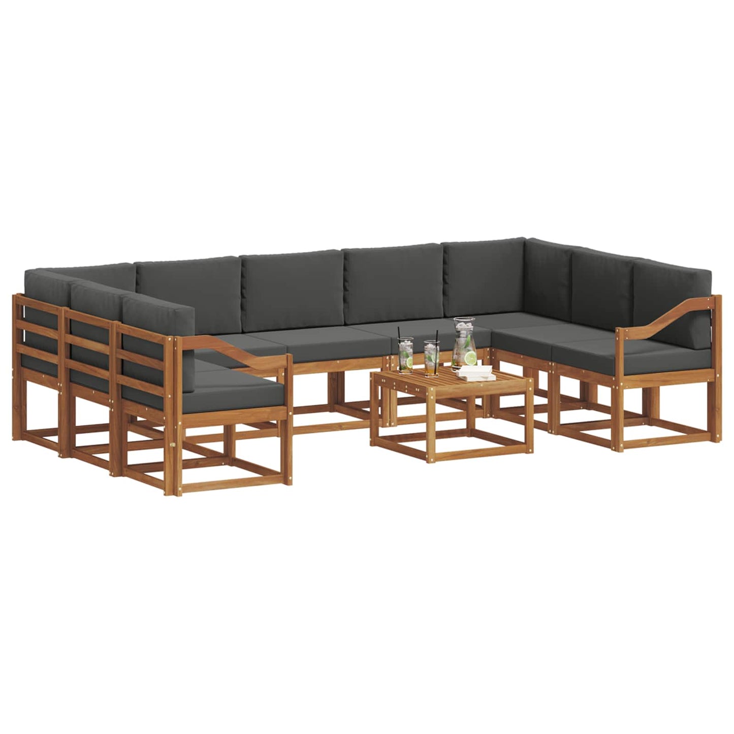Outdoor-Sofagarnitur 10 stk. Natur und Anthrazit