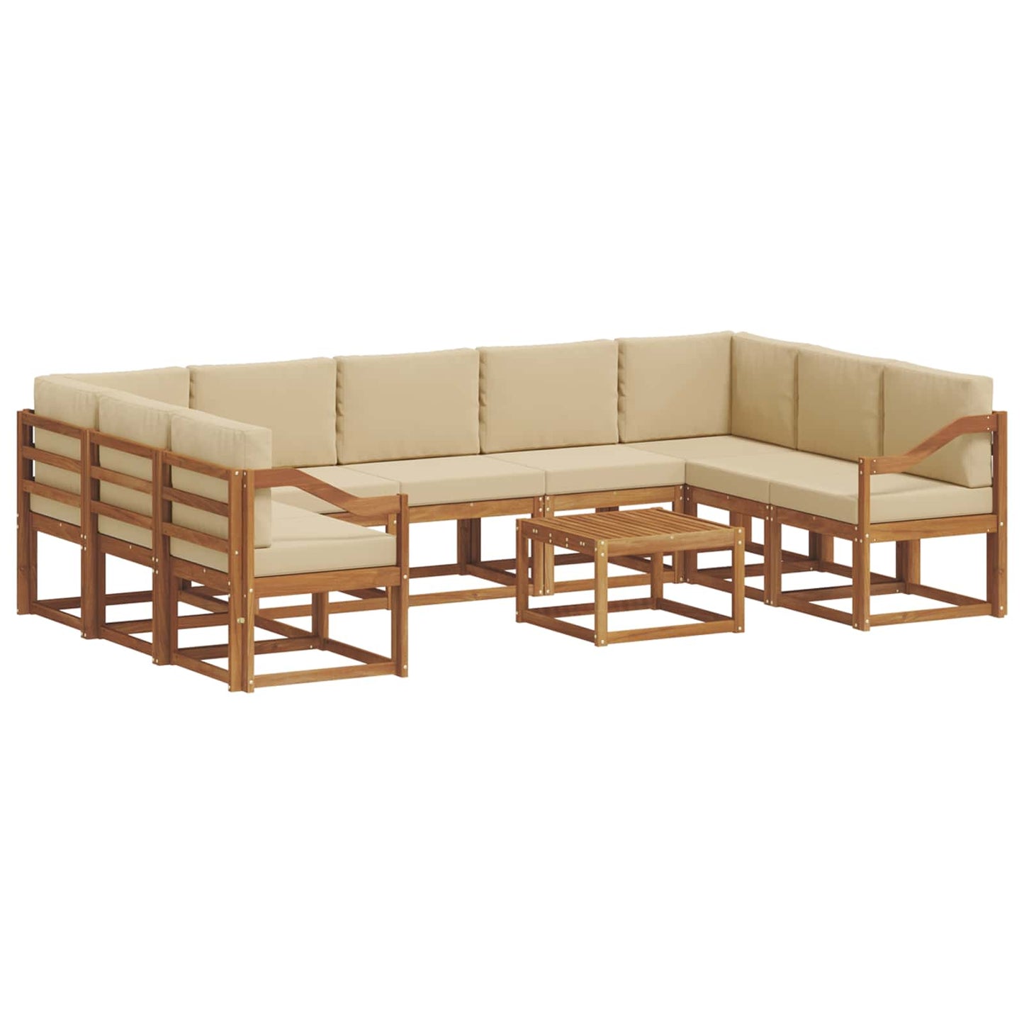 Outdoor-Sofagarnitur mit Kissen 10 pcs Natur und Beige