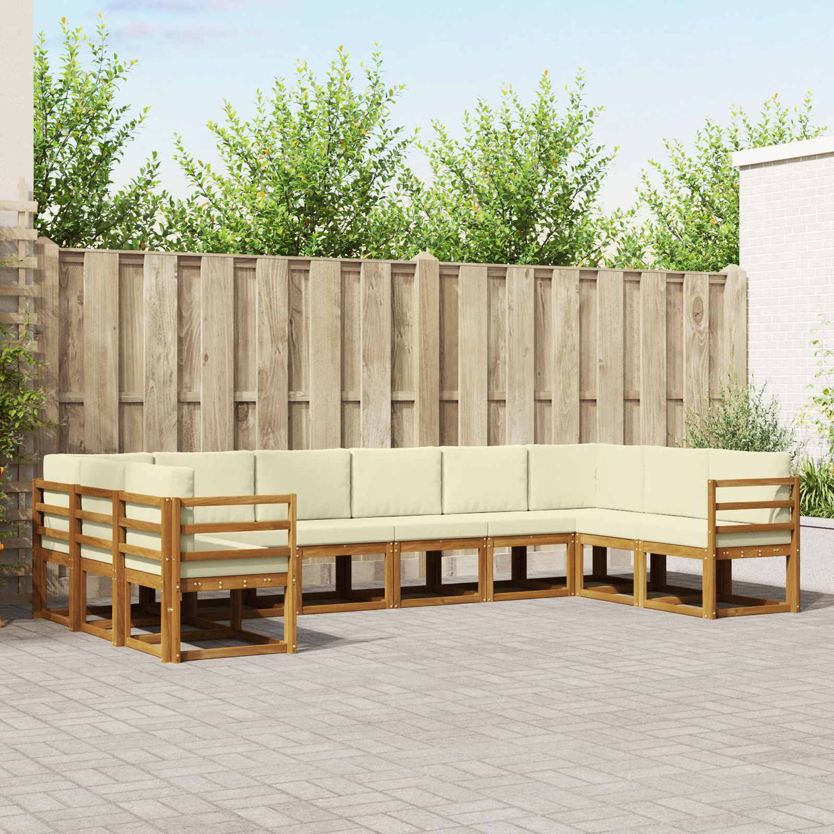 Outdoor-Sofagarnitur 10 stk. Natur und Creme