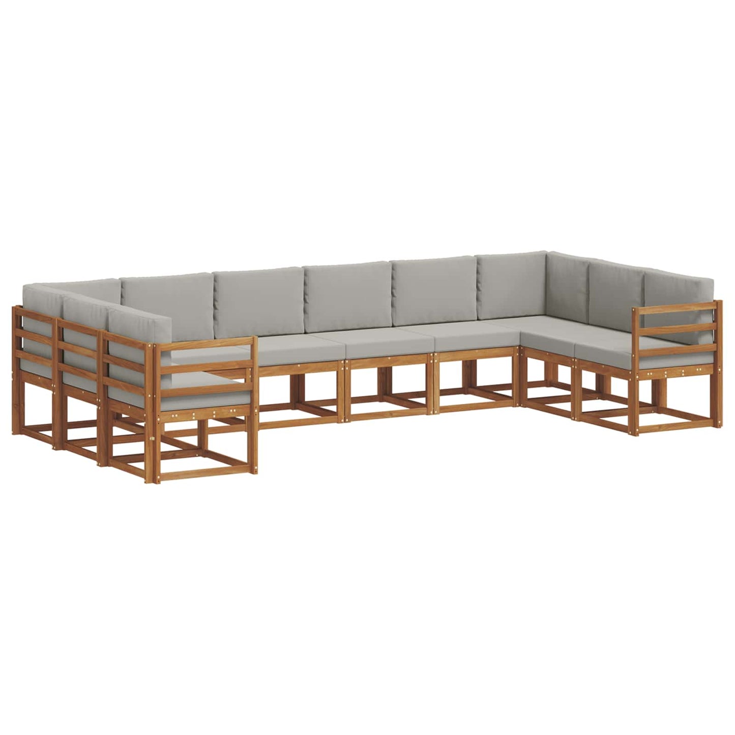 Outdoor-Sofagarnitur mit Kissen 10 pcs Natürlich und Hellgrau