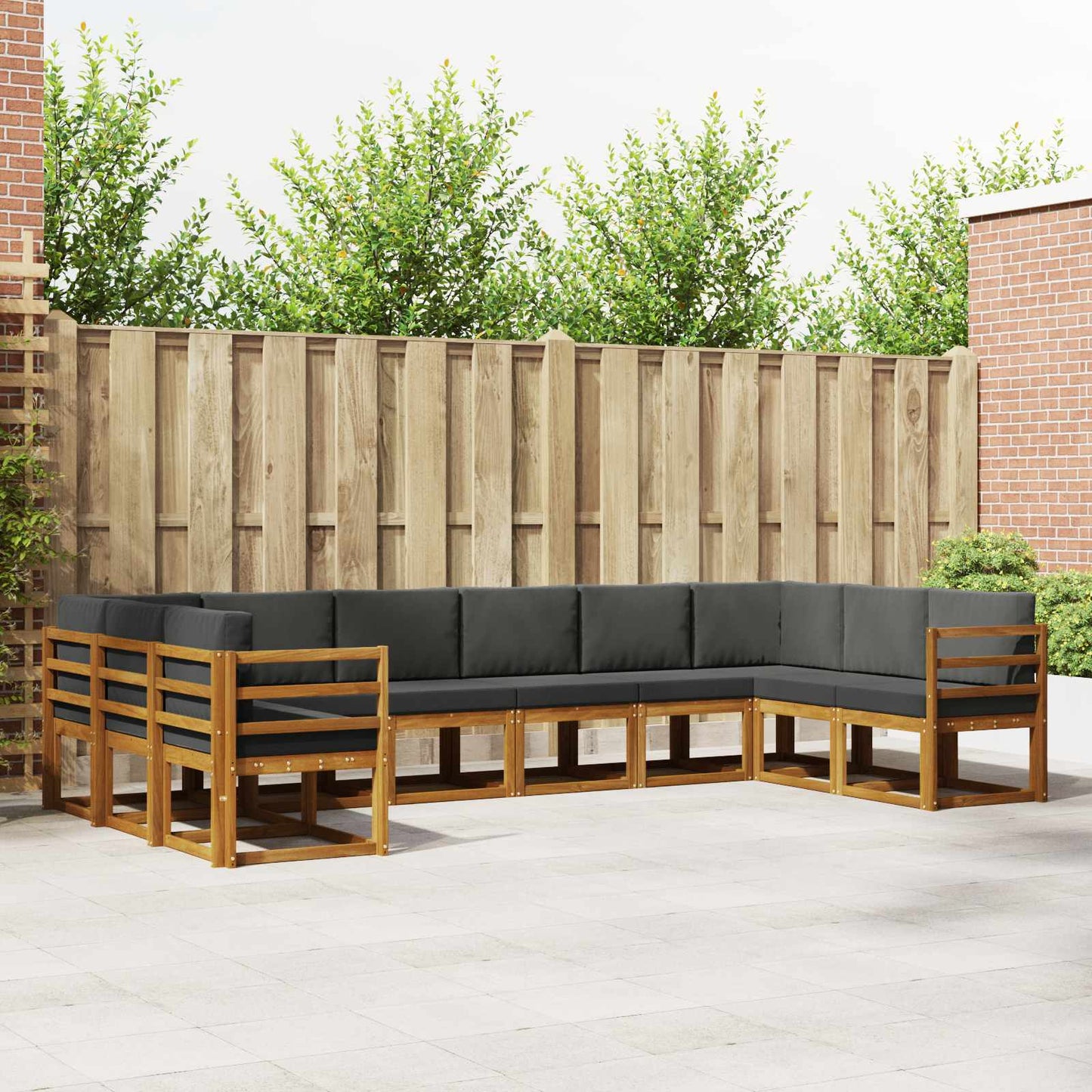Outdoor-Sofagarnitur 10 stk. Natur und Anthrazit