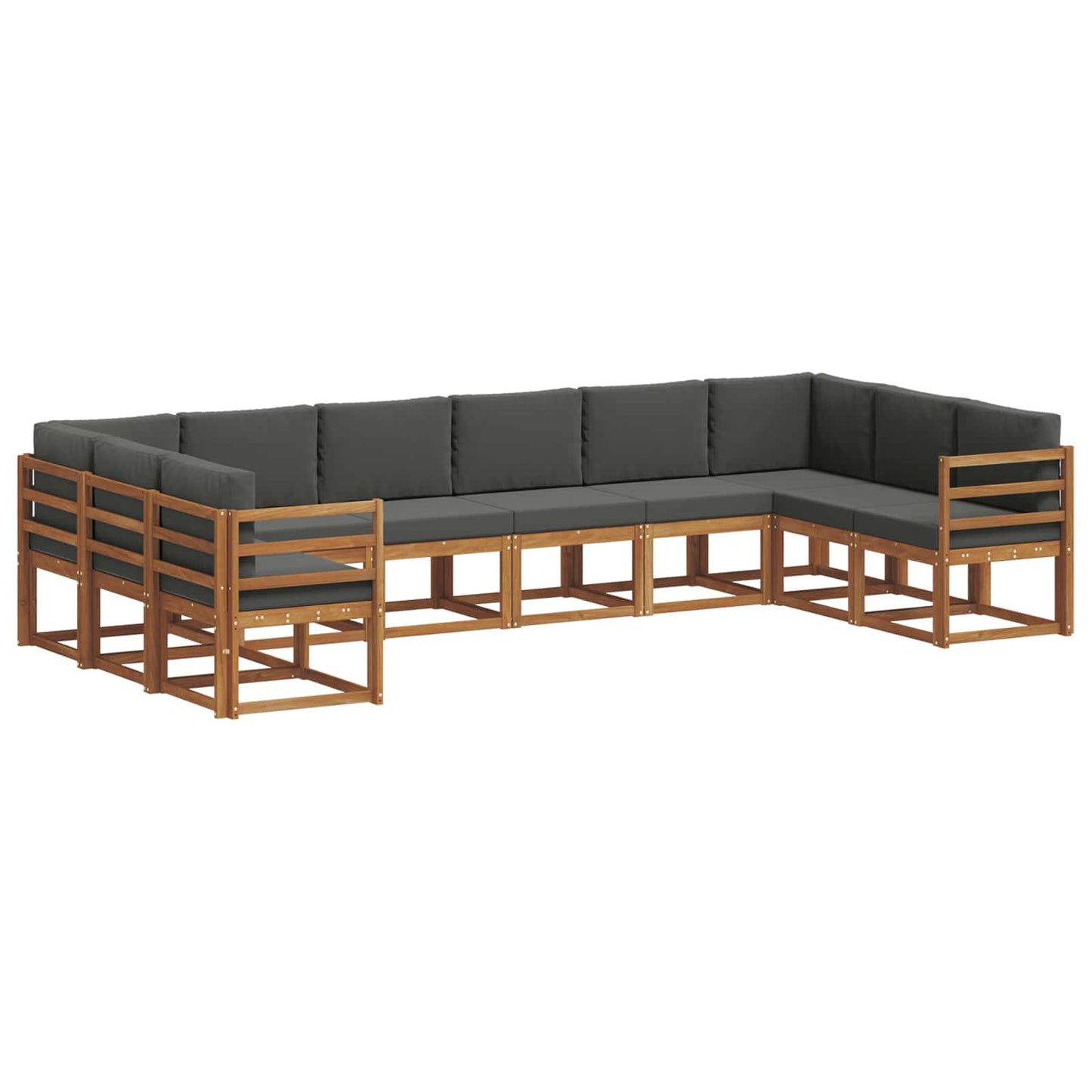 Outdoor-Sofagarnitur 10 stk. Natur und Anthrazit