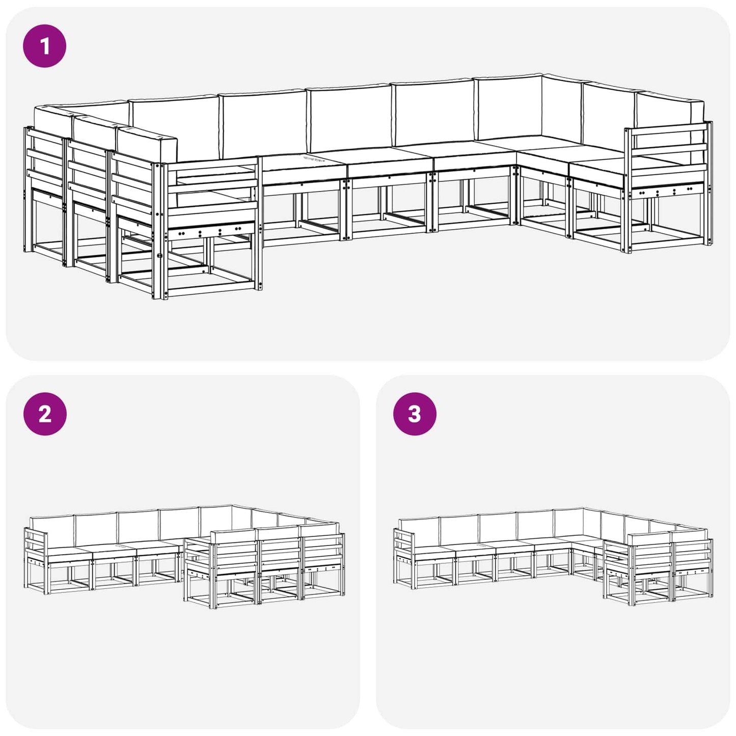 Outdoor-Sofagarnitur 10 stk. Natur und Anthrazit