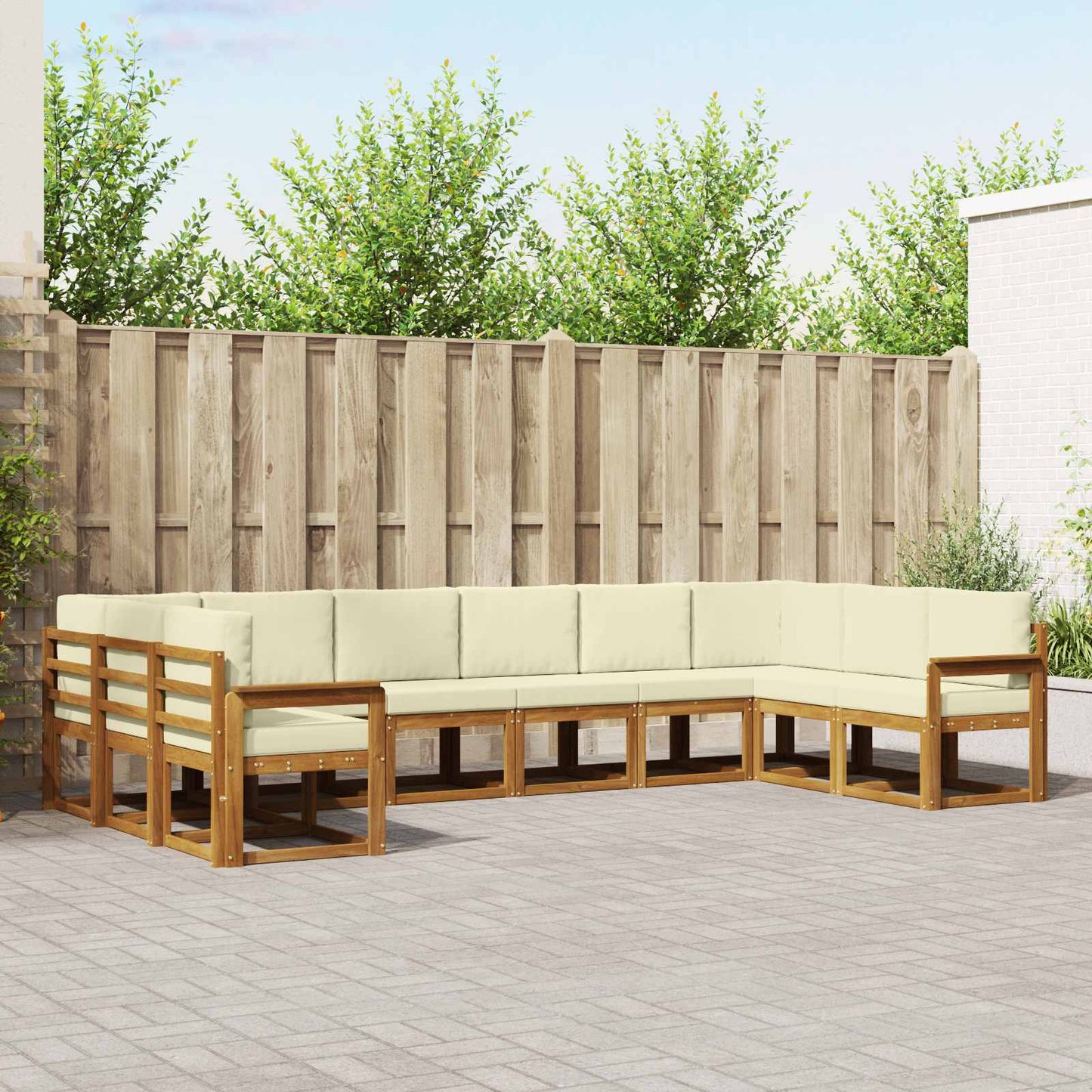 Outdoor-Sofagarnitur 10 stk. Natur und Creme