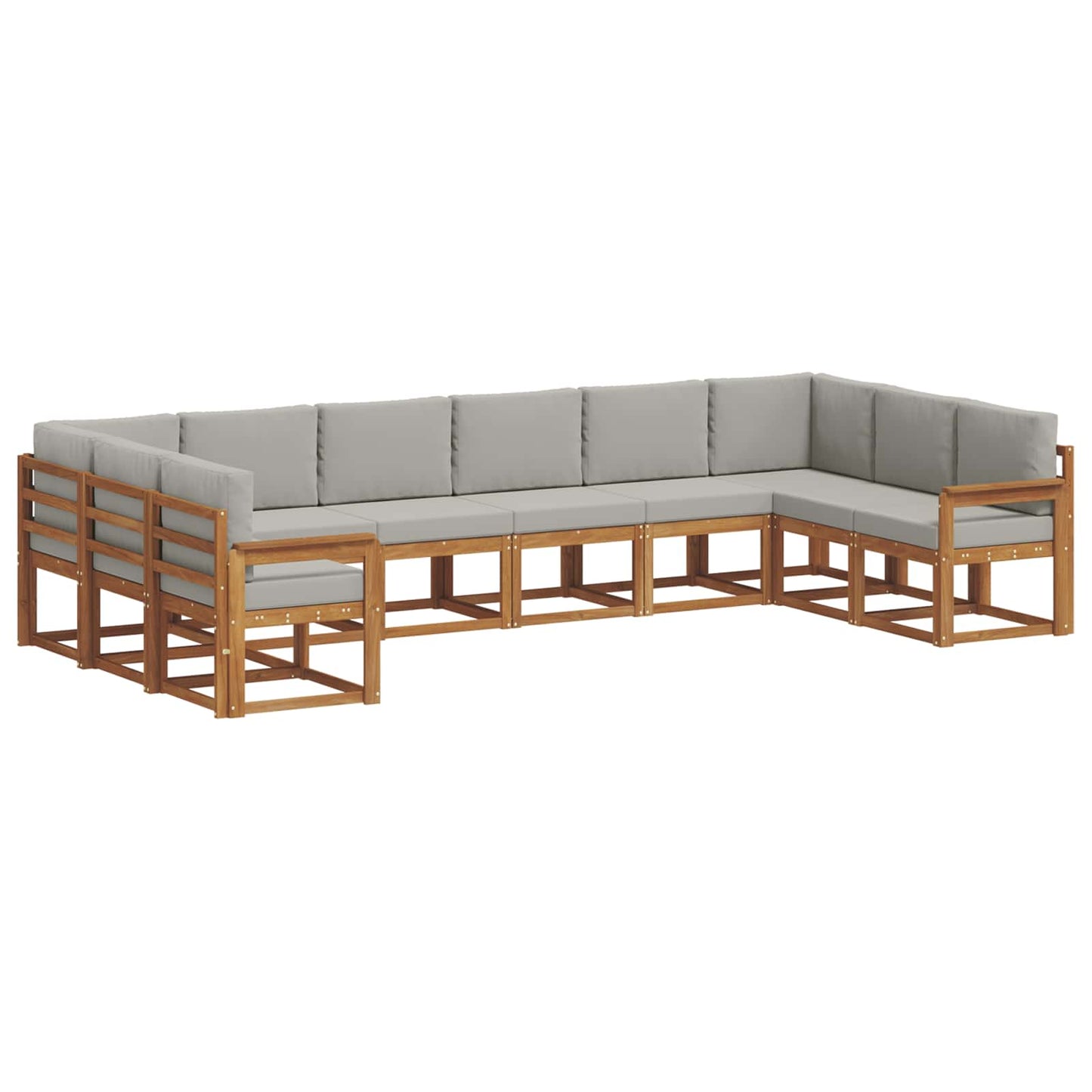 Outdoor-Sofagarnitur mit Kissen 10 pcs Natürlich und Hellgrau
