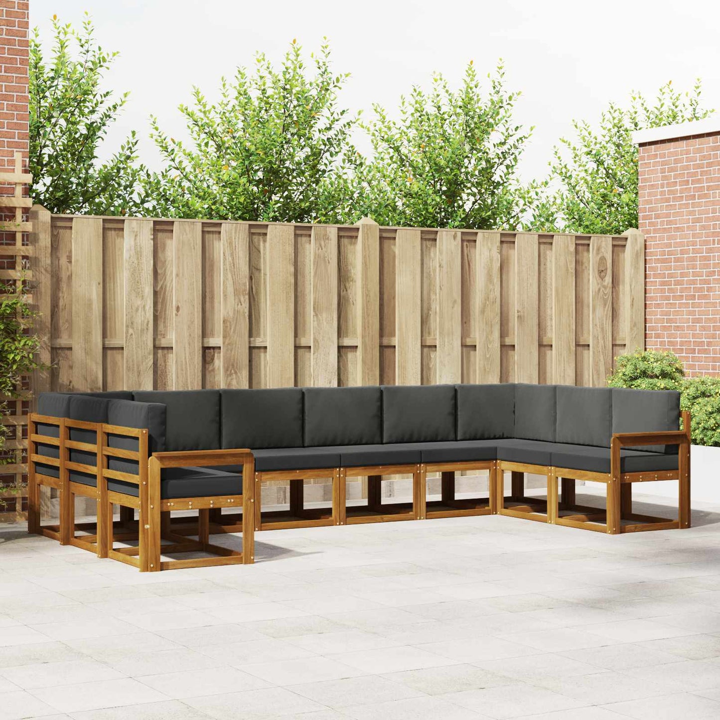 Outdoor-Sofagarnitur 10 stk. Natur und Anthrazit