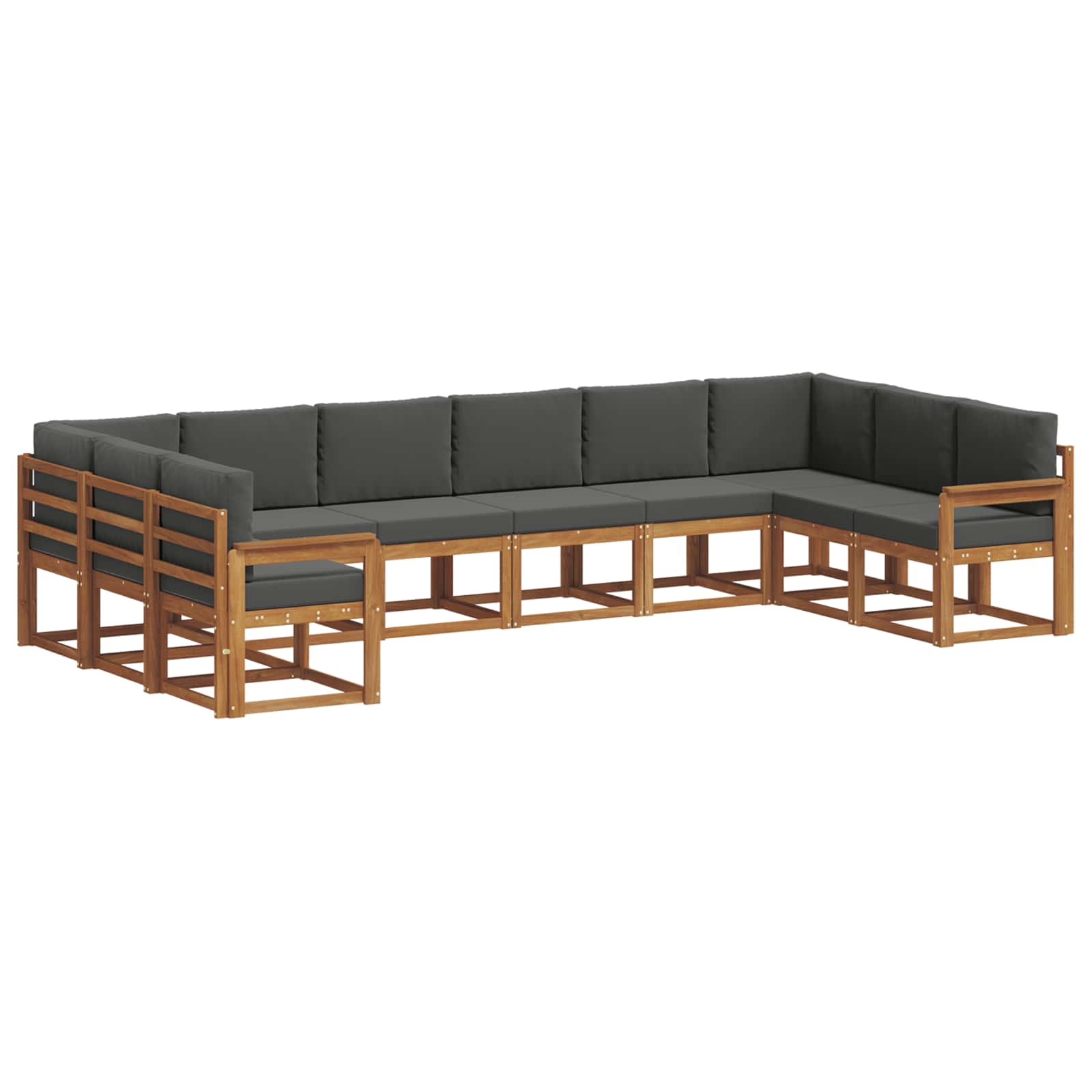 Outdoor-Sofagarnitur 10 stk. Natur und Anthrazit