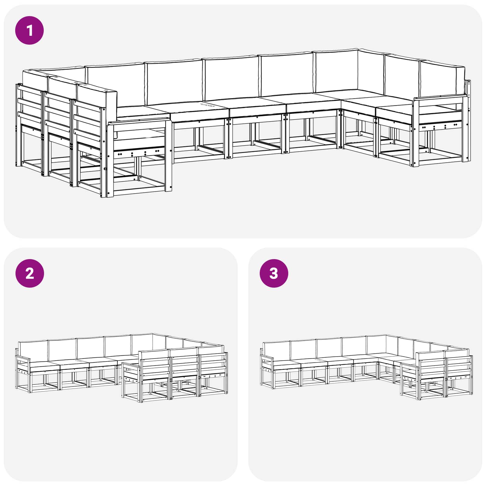 Outdoor-Sofagarnitur 10 stk. Natur und Anthrazit