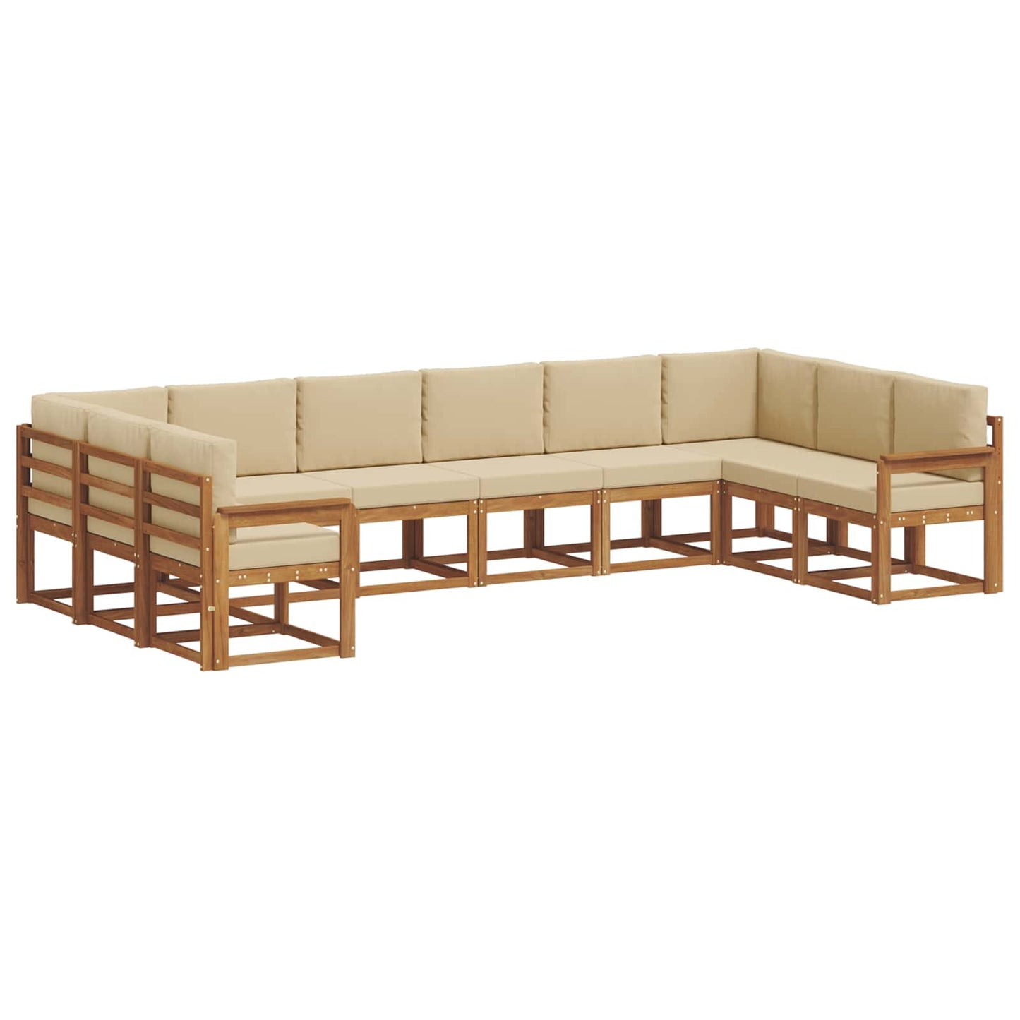 Outdoor-Sofagarnitur mit Kissen 10 pcs Natur und Beige