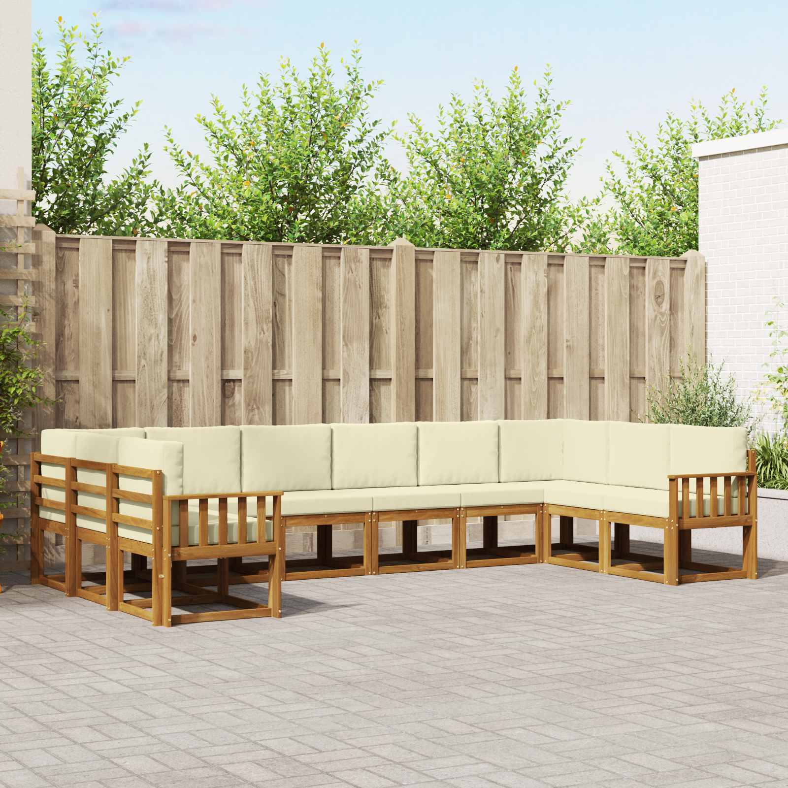 Outdoor-Sofagarnitur 10 stk. Natur und Creme