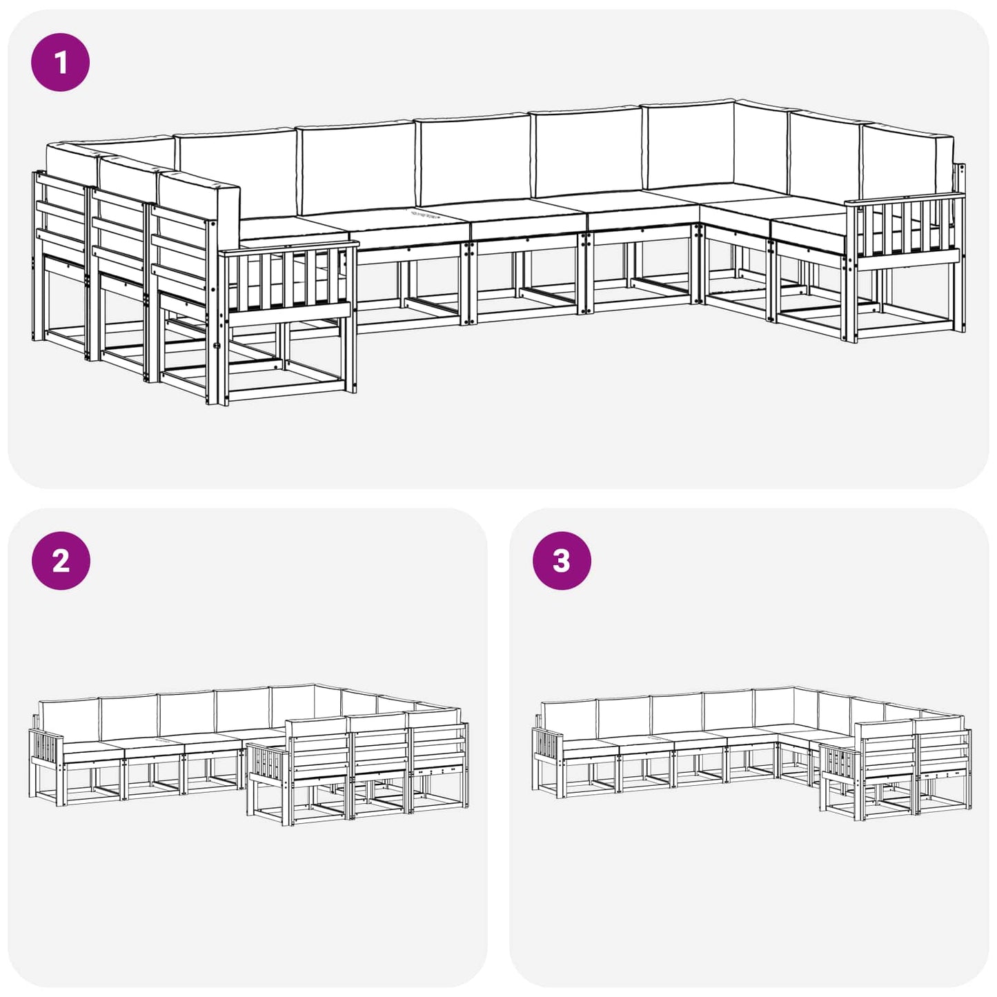 Outdoor-Sofagarnitur 10 stk. Natur und Creme