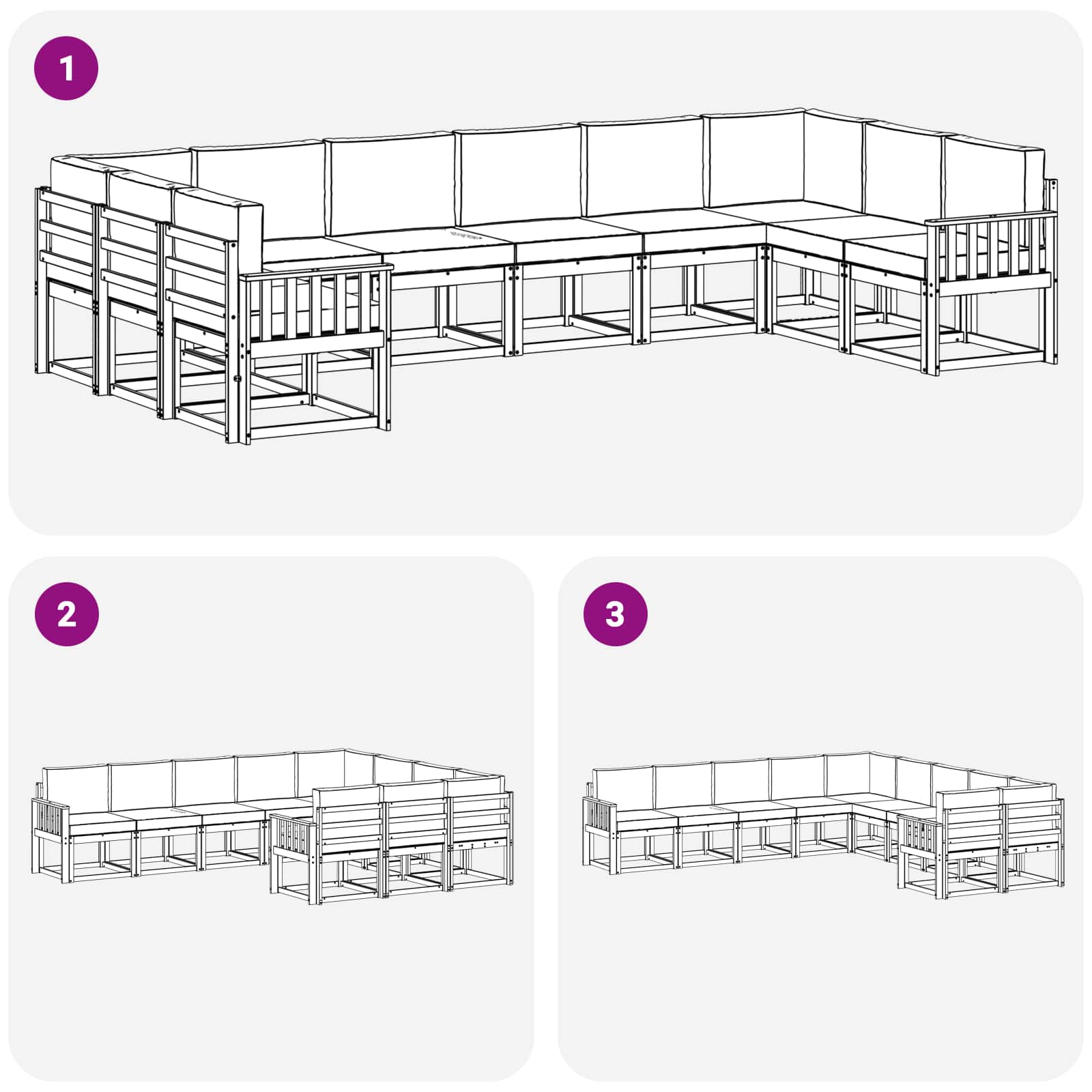 Outdoor-Sofagarnitur 10 stk. Natur und Creme