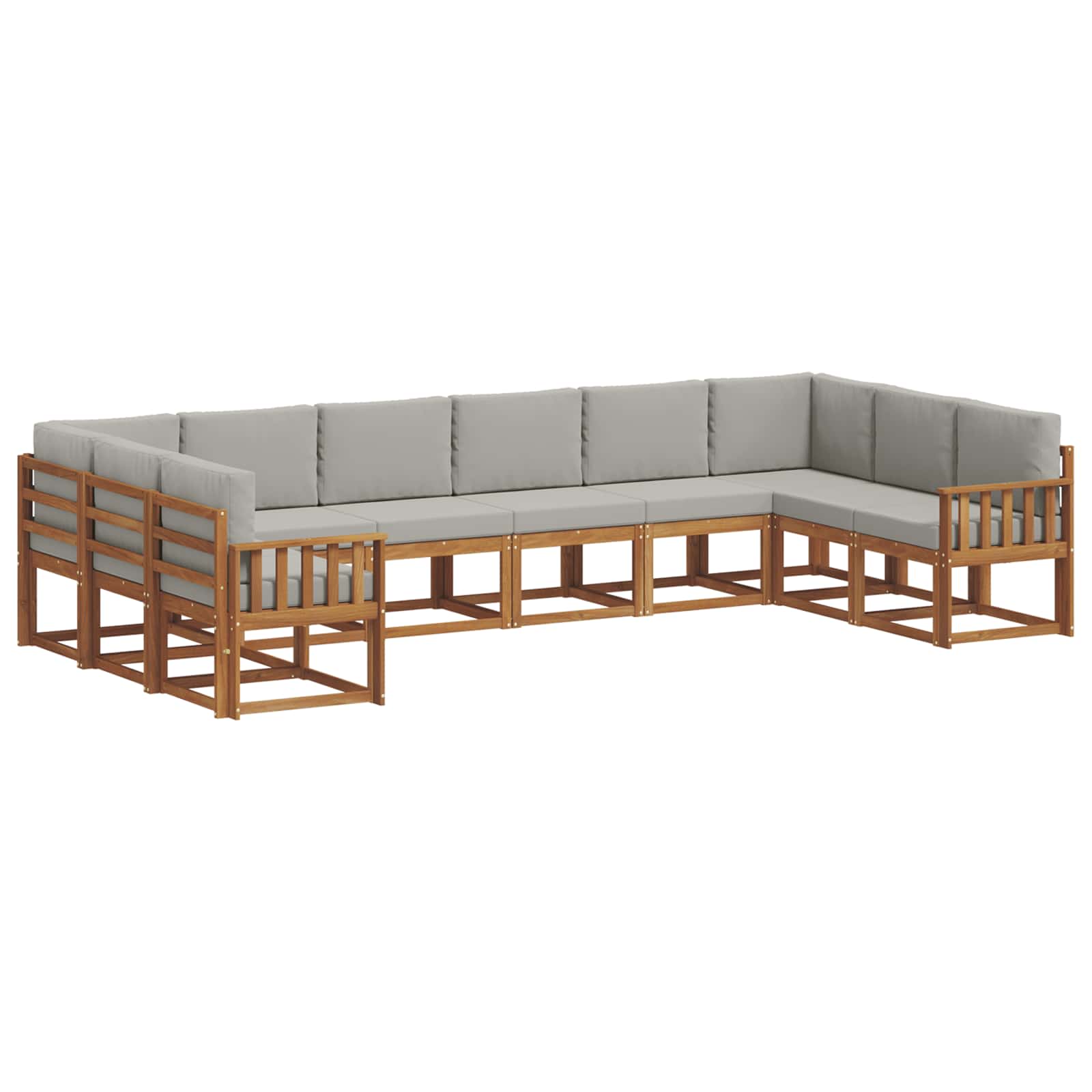 Outdoor-Sofagarnitur mit Kissen 10 pcs Natürlich und Hellgrau