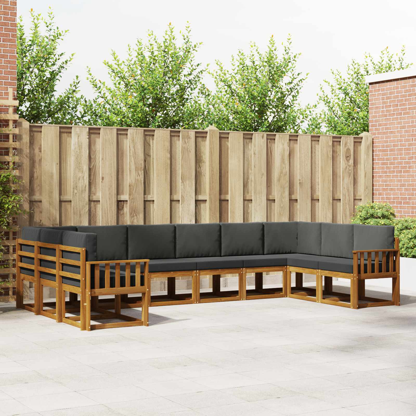 Outdoor-Sofagarnitur 10 stk. Natur und Anthrazit