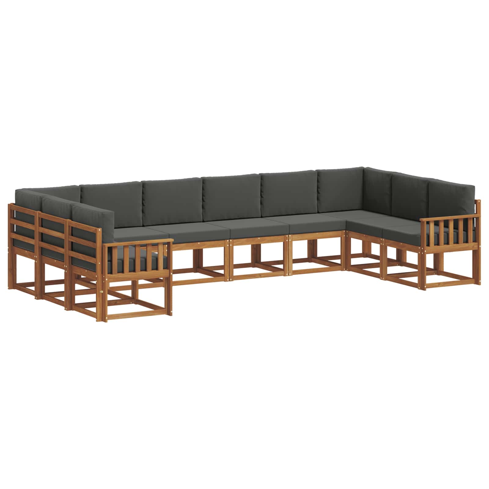 Outdoor-Sofagarnitur 10 stk. Natur und Anthrazit