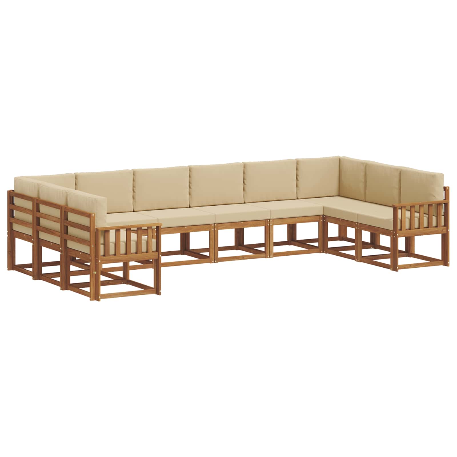 Outdoor-Sofagarnitur mit Kissen 10 pcs Natur und Beige