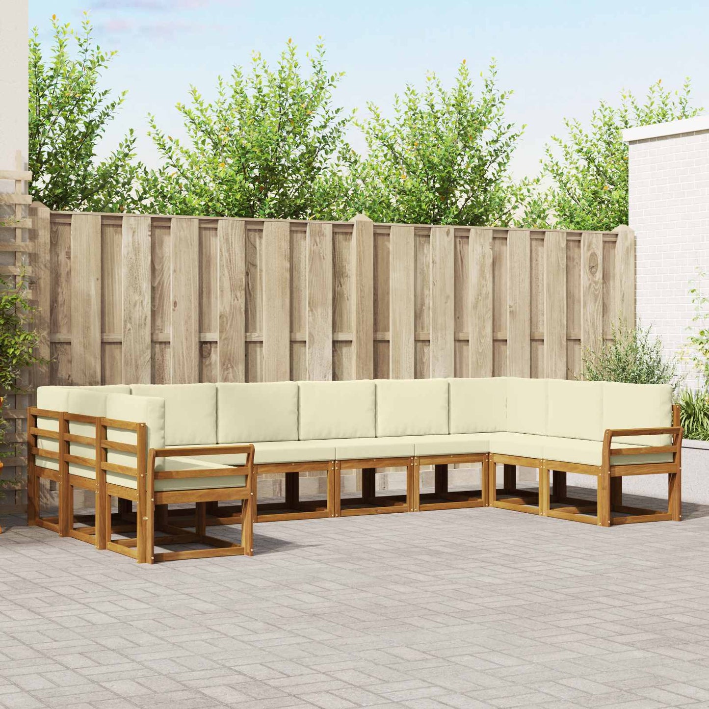 Outdoor-Sofagarnitur 10 stk. Natur und Creme
