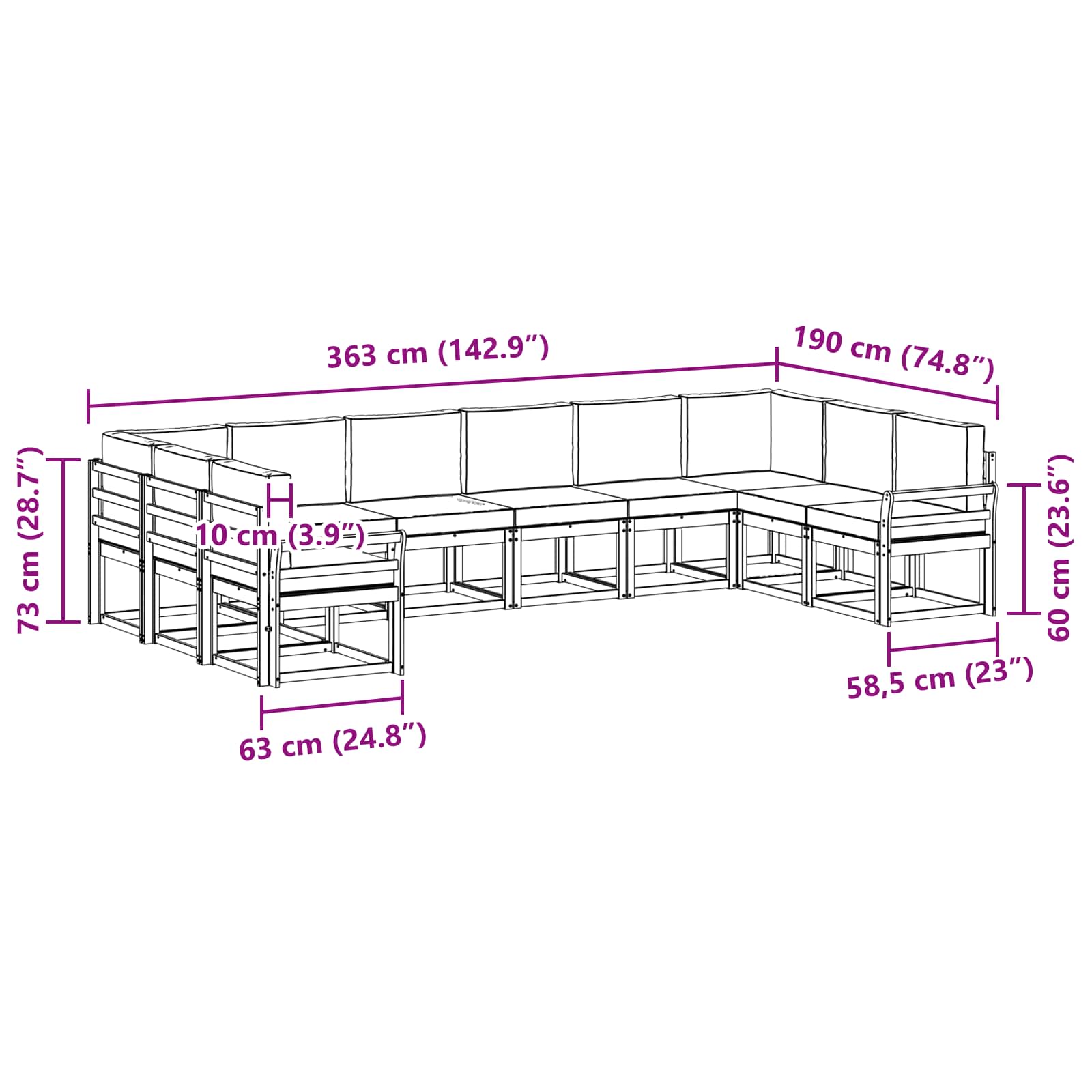 Outdoor-Sofagarnitur 10 stk. Natur und Creme