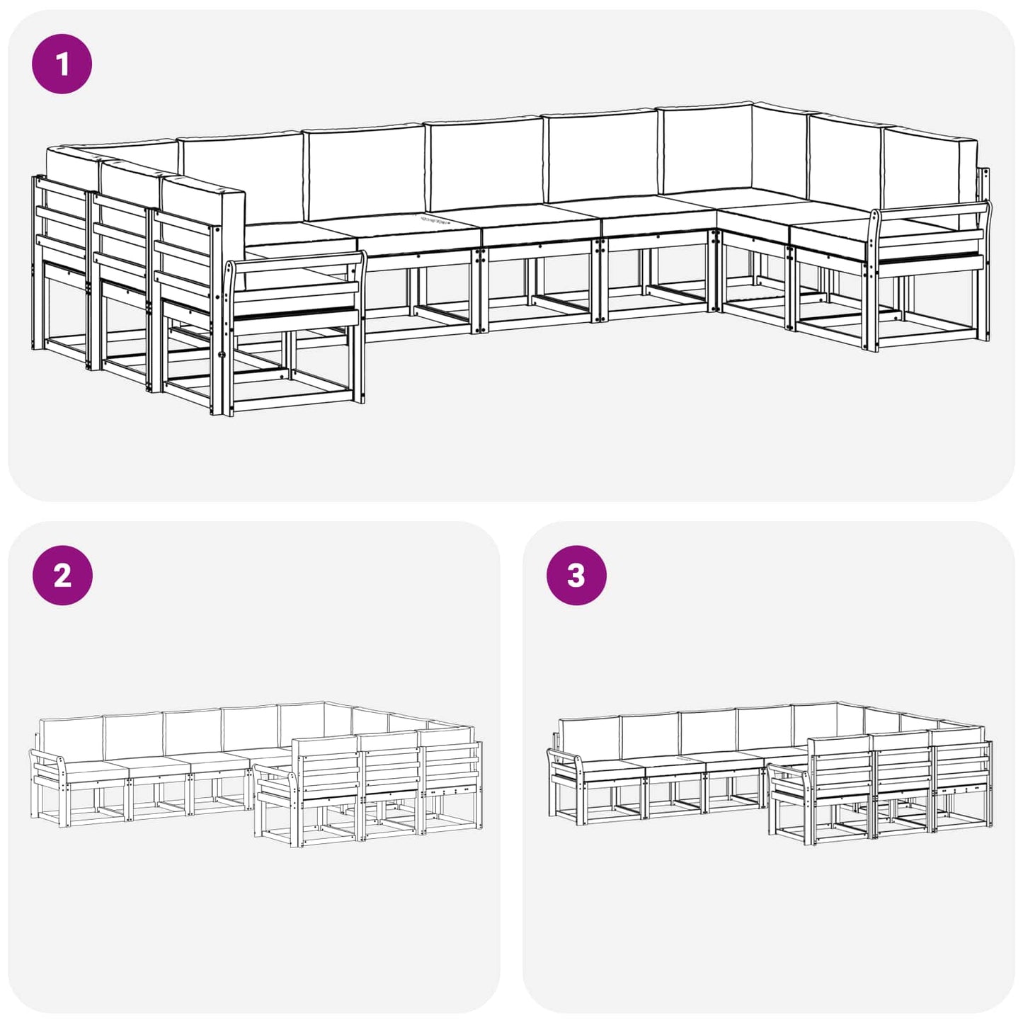 Outdoor-Sofagarnitur 10 stk. Natur und Creme