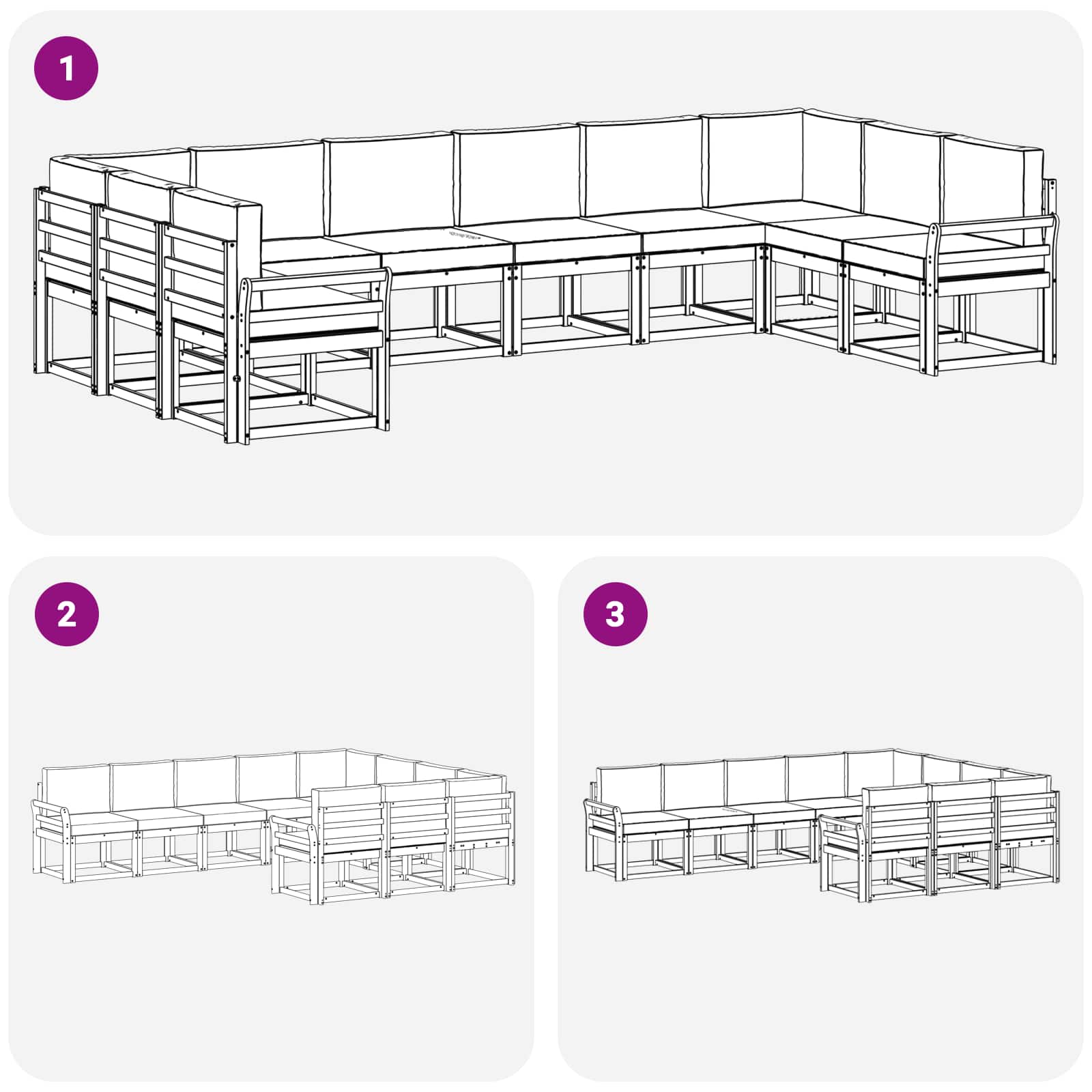 Outdoor-Sofagarnitur 10 stk. Natur und Creme