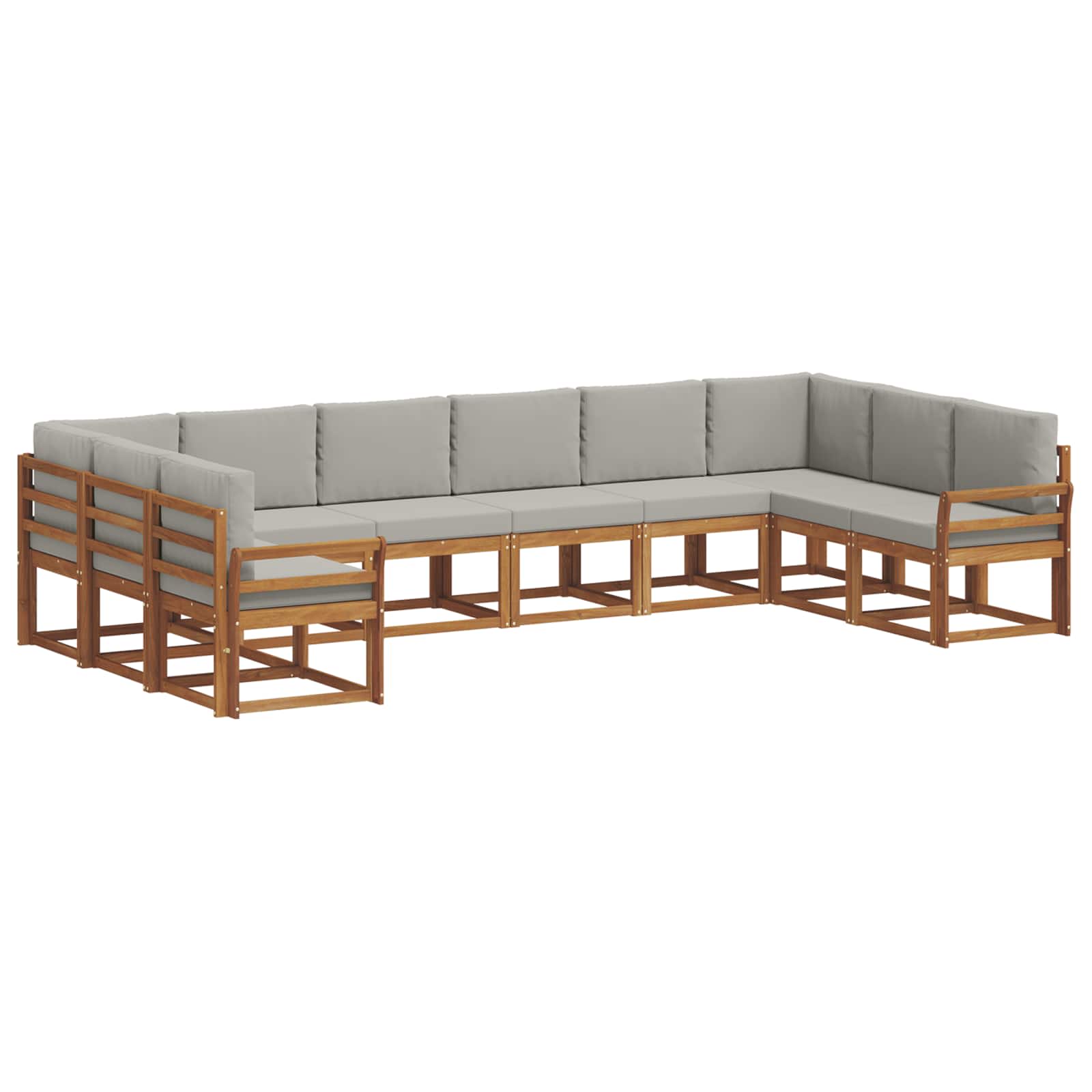 Outdoor-Sofagarnitur mit Kissen 10 pcs Natürlich und Hellgrau