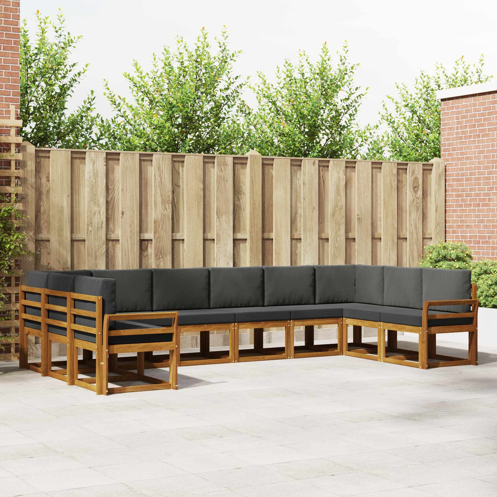 Outdoor-Sofagarnitur 10 stk. Natur und Anthrazit