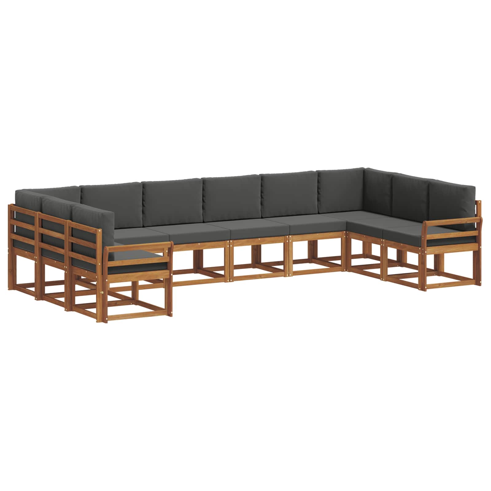 Outdoor-Sofagarnitur 10 stk. Natur und Anthrazit