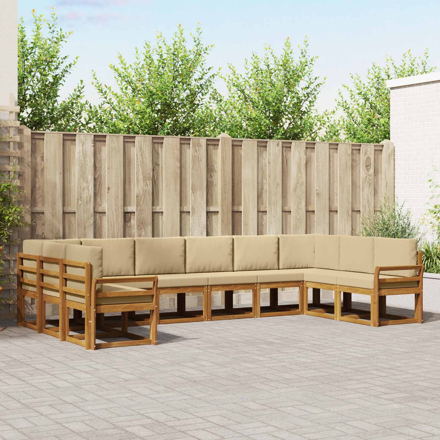 Outdoor-Sofagarnitur mit Kissen 10 pcs Natur und Beige