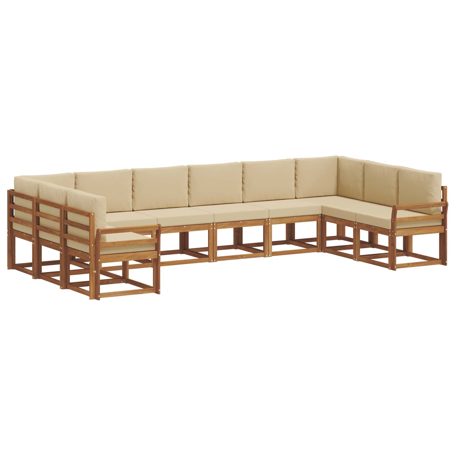 Outdoor-Sofagarnitur mit Kissen 10 pcs Natur und Beige