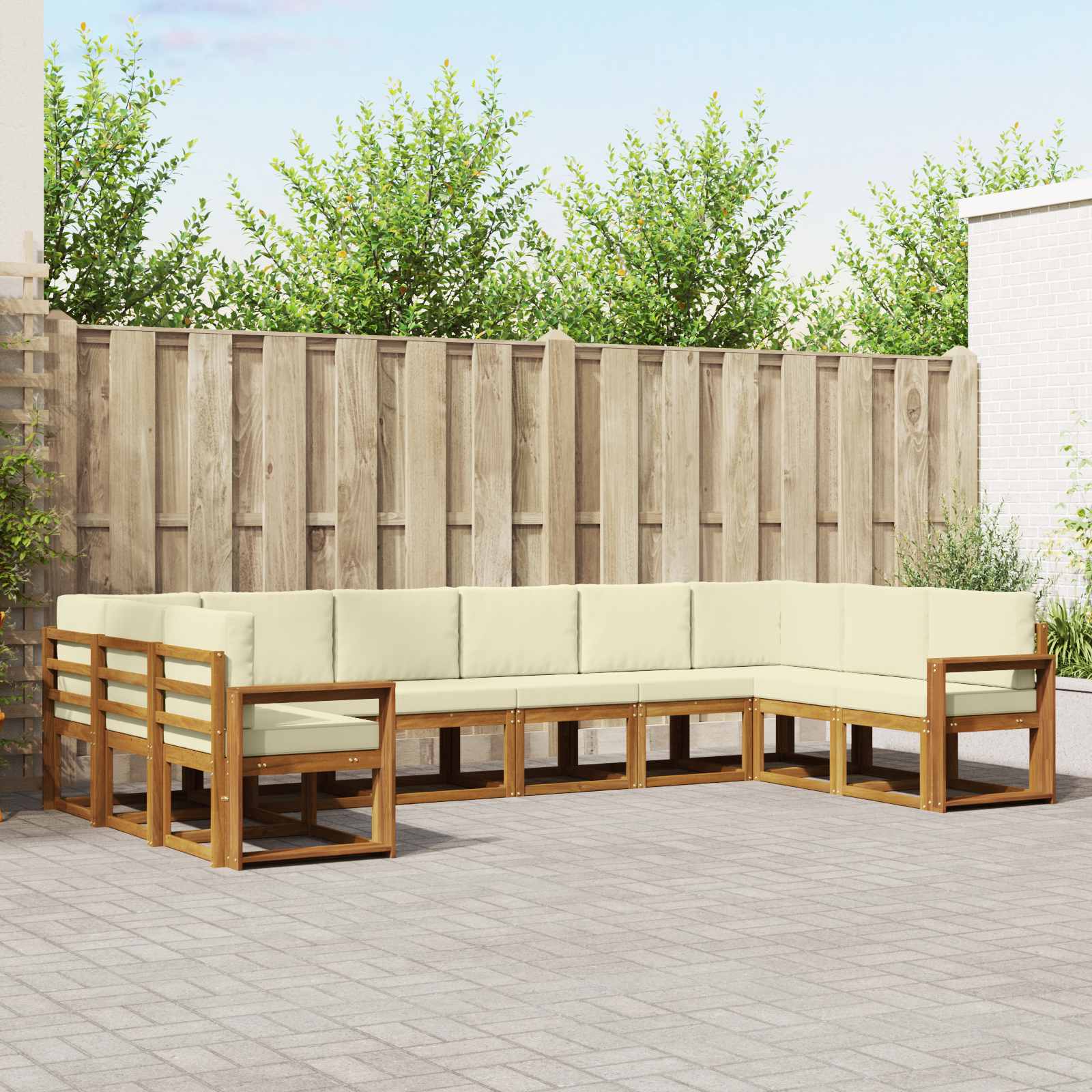 Outdoor-Sofagarnitur 10 stk. Natur und Creme