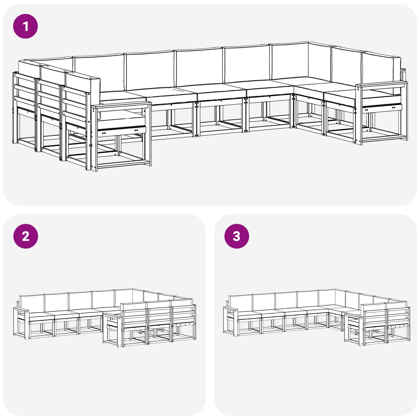 Outdoor-Sofagarnitur 10 stk. Natur und Creme