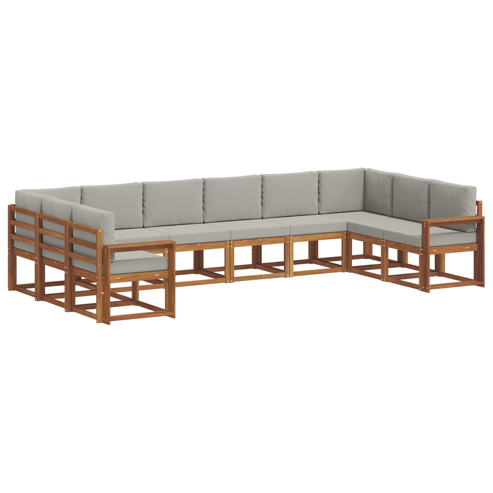 Outdoor-Sofagarnitur mit Kissen 10 pcs Natürlich und Hellgrau