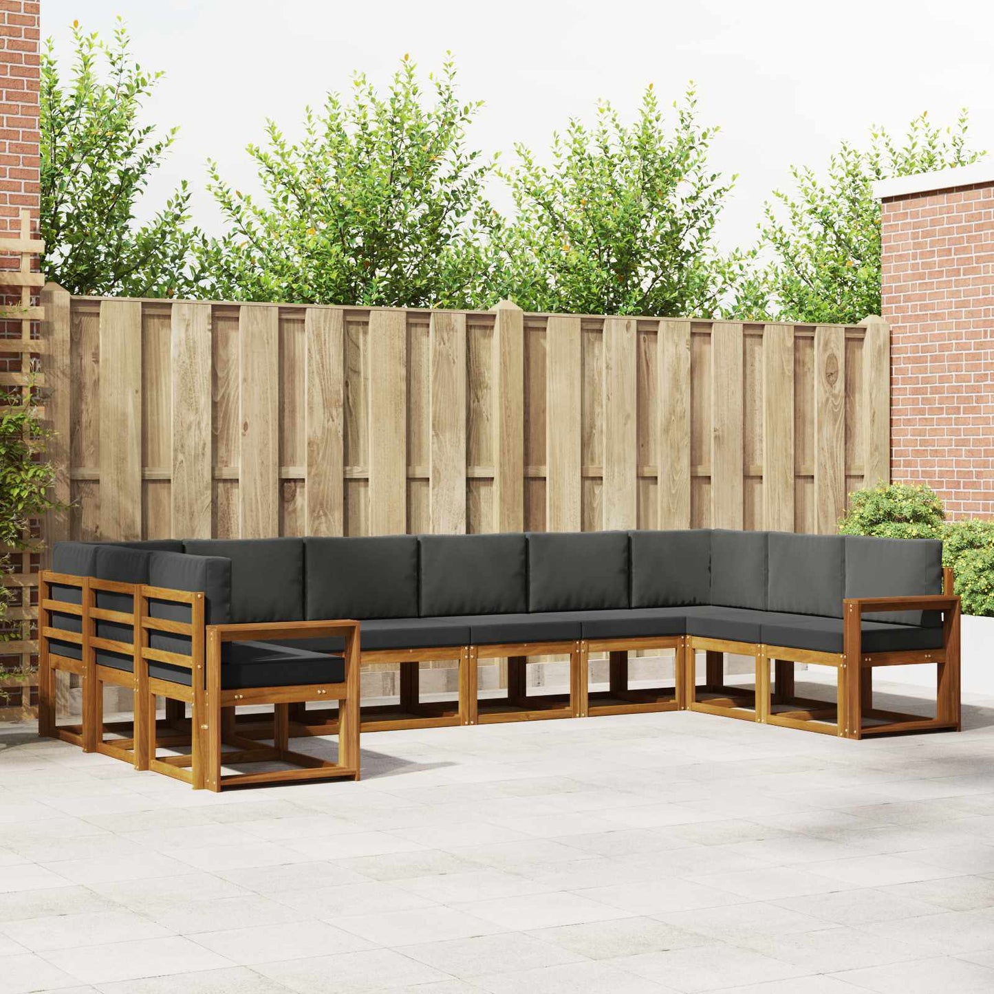 Outdoor-Sofagarnitur 10 stk. Natur und Anthrazit
