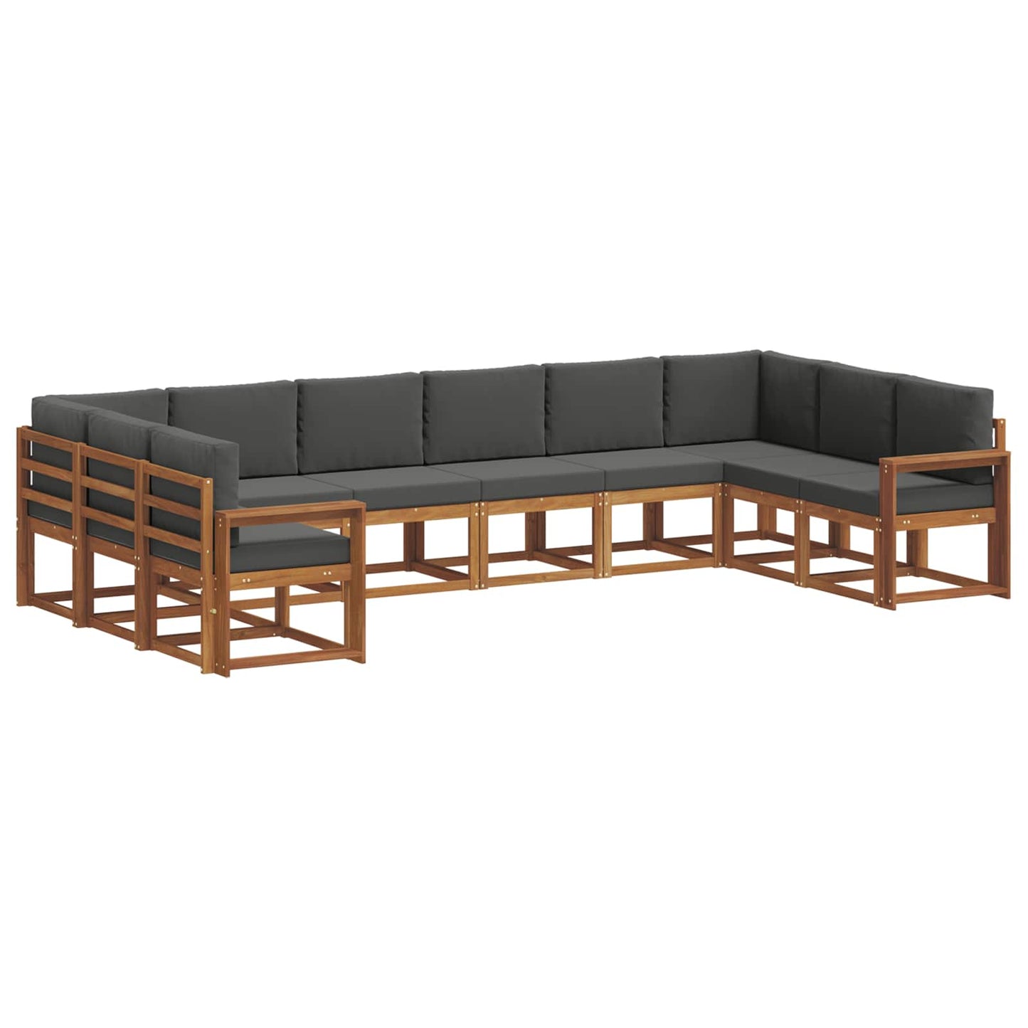 Outdoor-Sofagarnitur 10 stk. Natur und Anthrazit