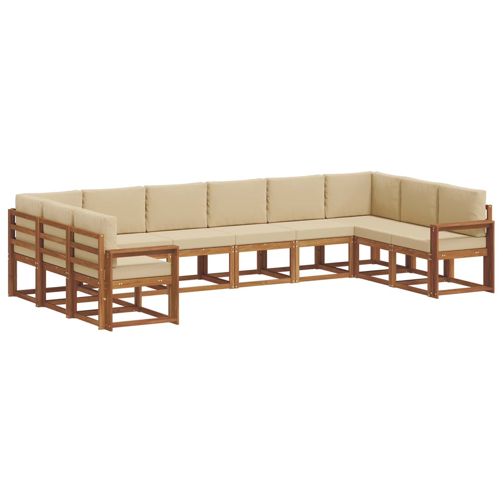 Outdoor-Sofagarnitur mit Kissen 10 pcs Natur und Beige