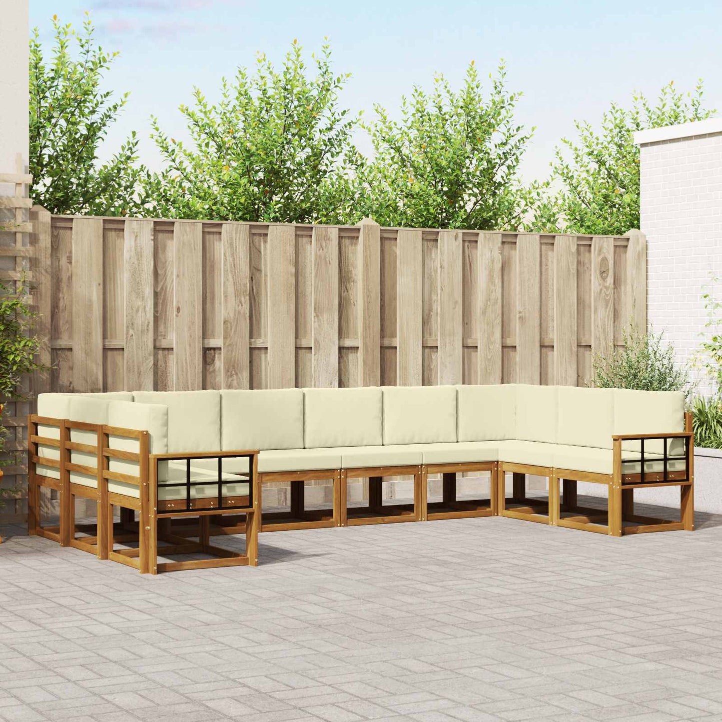Outdoor-Sofagarnitur 10 stk. Natur und Creme