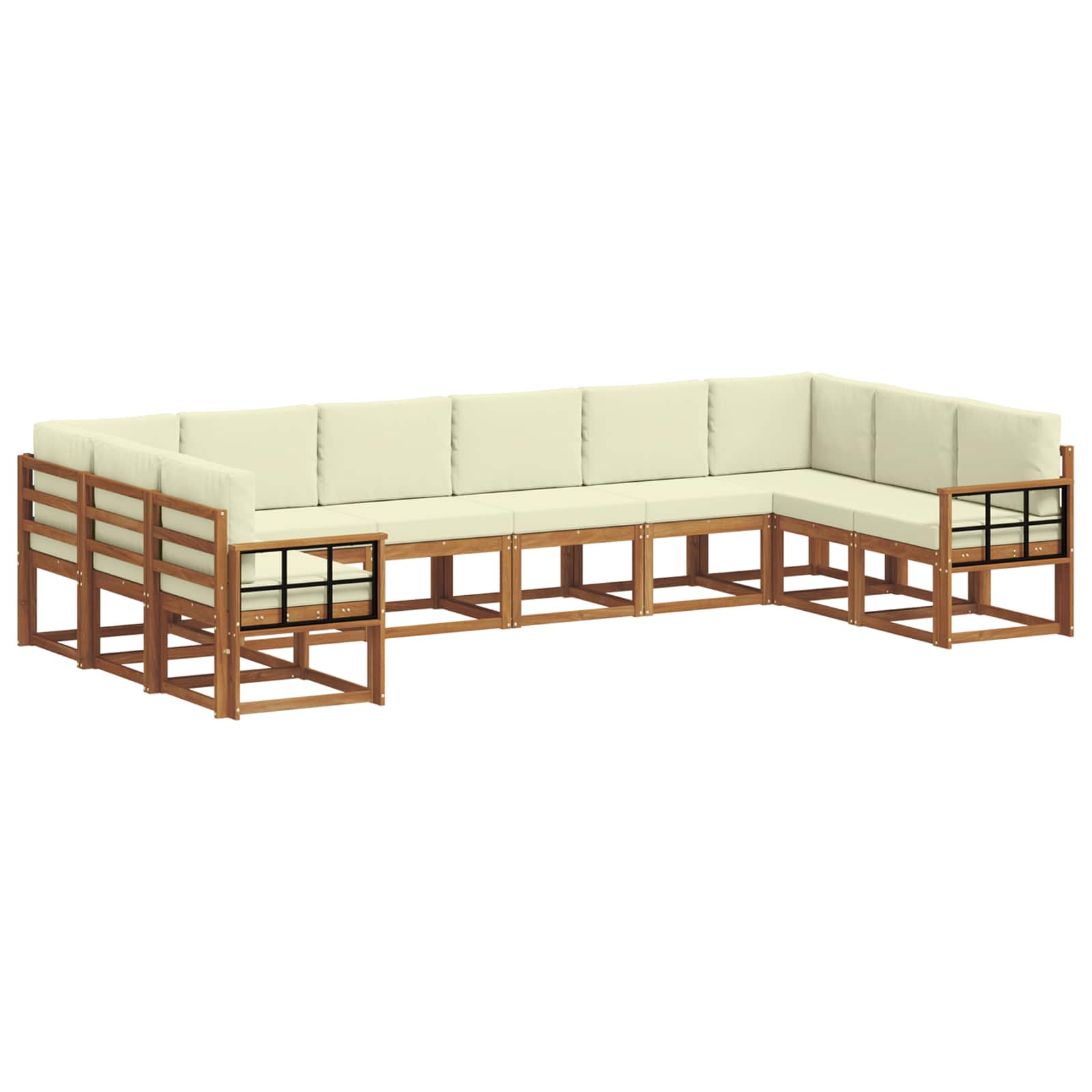 Outdoor-Sofagarnitur 10 stk. Natur und Creme