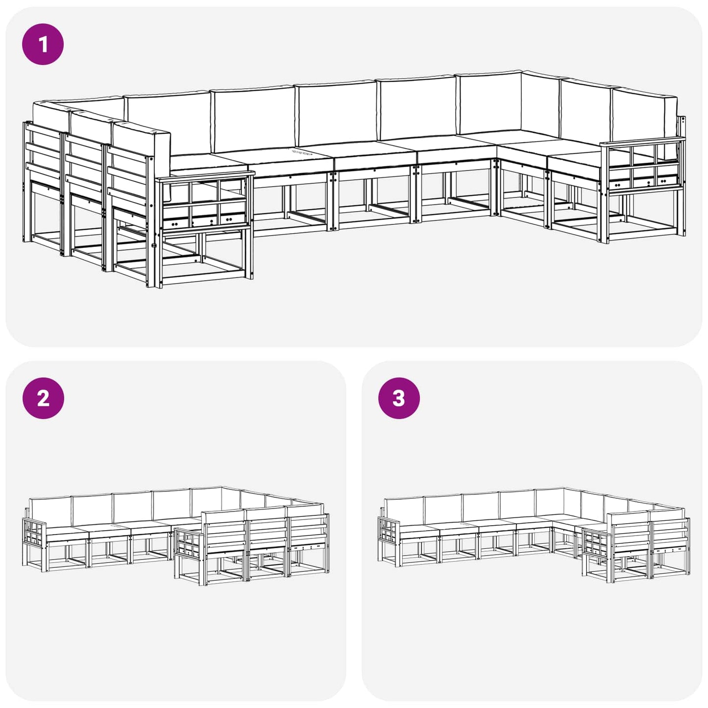 Outdoor-Sofagarnitur 10 stk. Natur und Creme