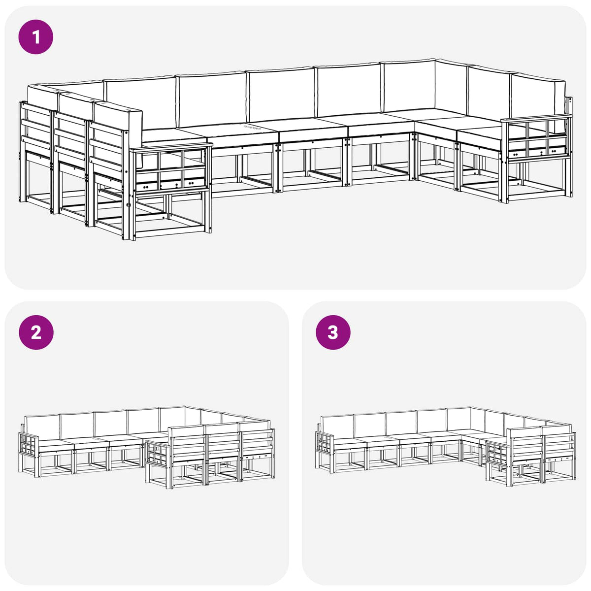 Outdoor-Sofagarnitur 10 stk. Natur und Creme