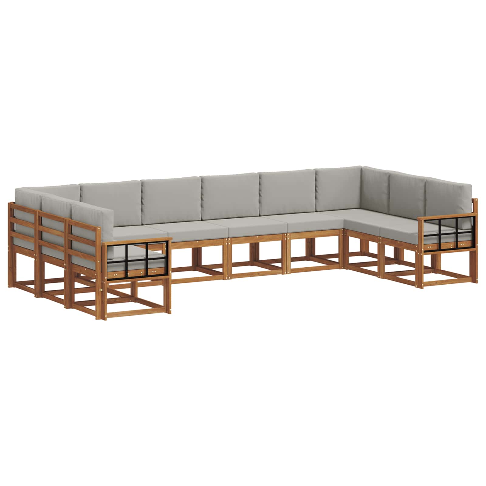 Outdoor-Sofagarnitur mit Kissen 10 pcs Natürlich und Hellgrau